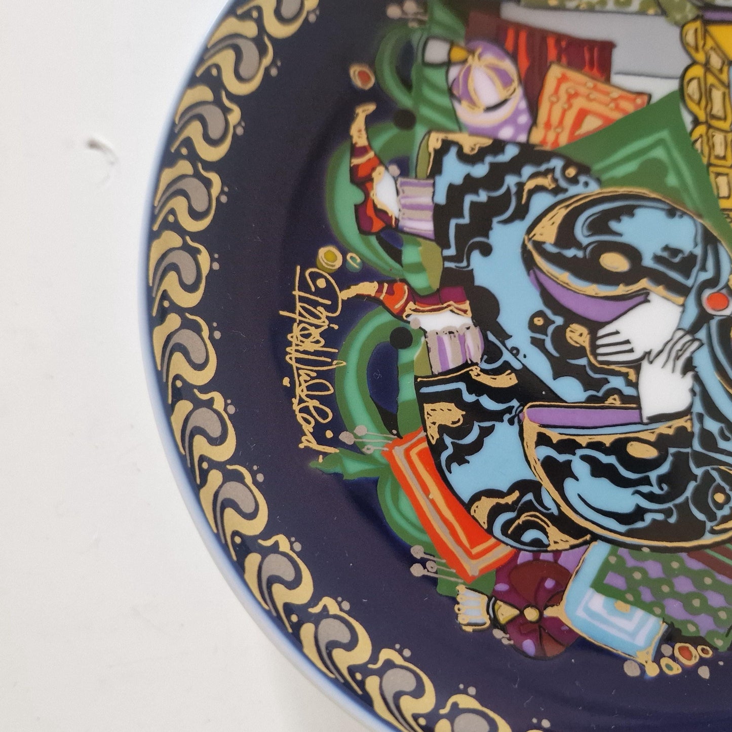Bjørn Wiinblad Wallplates Rosenthal Gold Plated Porcelain Plate - Sindbad the Sailor