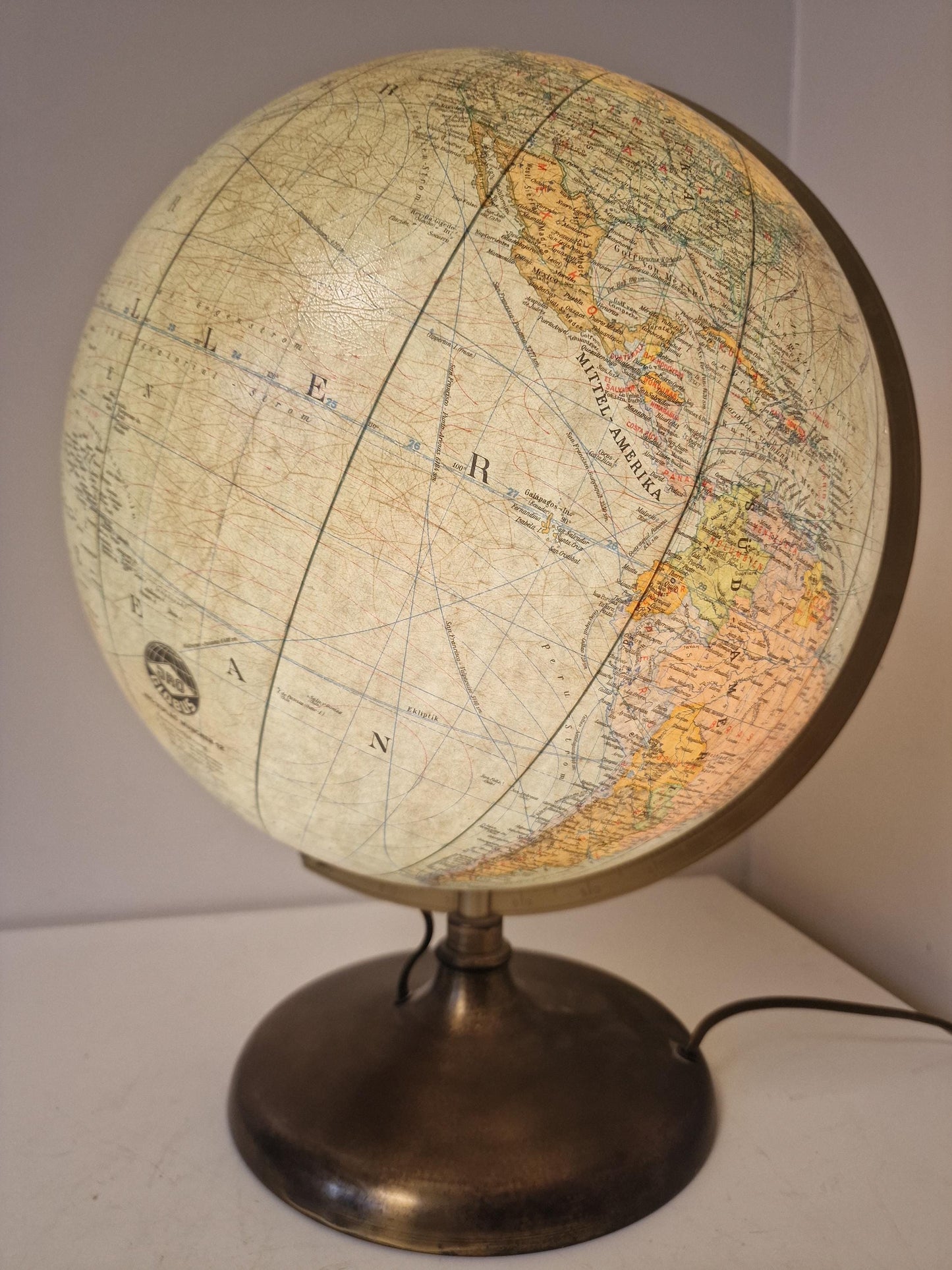 Vintage XL Light Up Glass Globe – JRO verlag Munchen, Germany
