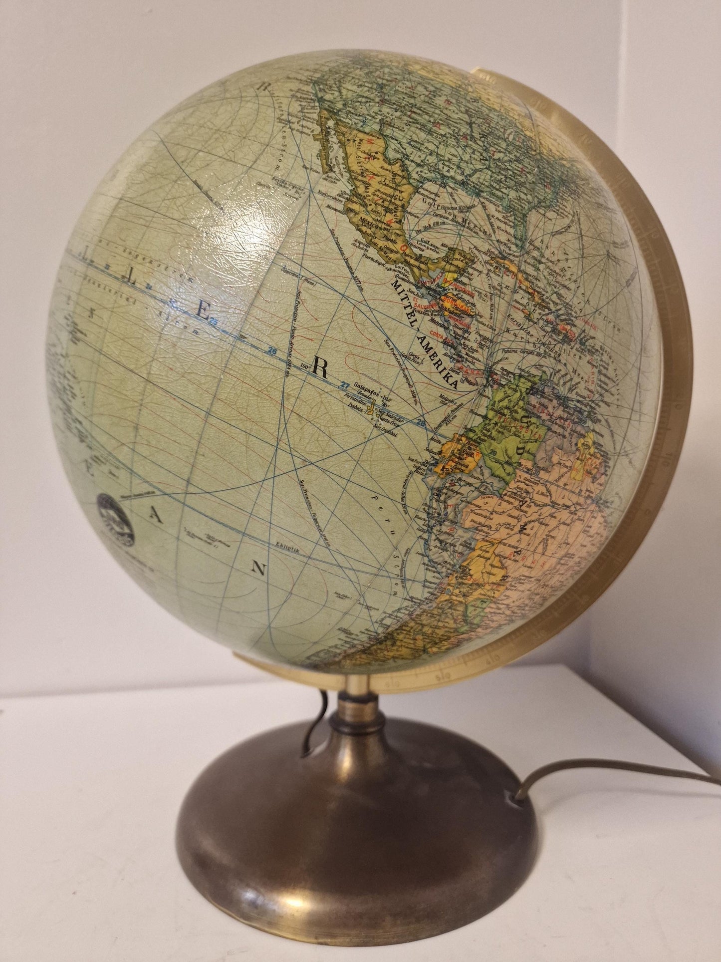 Vintage XL Light Up Glass Globe – JRO verlag Munchen, Germany
