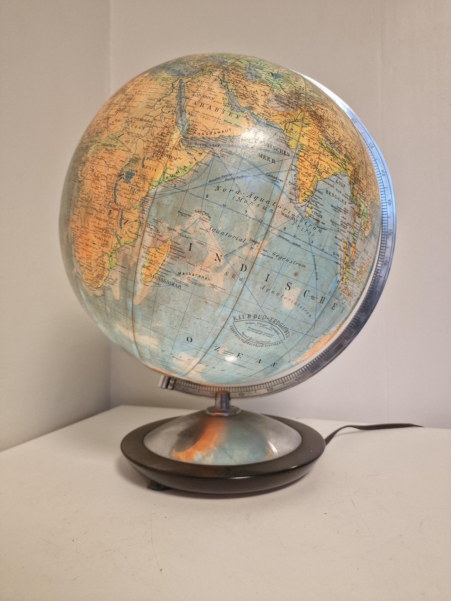 XL Vintage Glass Globe Lamp by Paul Oestergaard, columbus, 1950s MCM wereldbol earth
