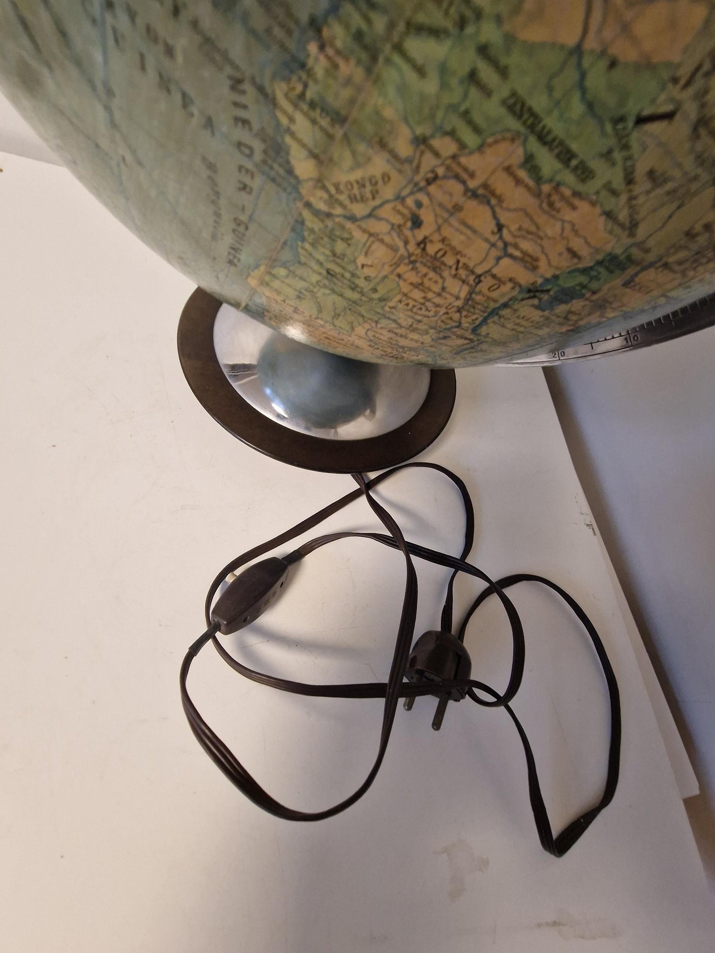 XL Vintage Glass Globe Lamp by Paul Oestergaard, columbus, 1950s MCM wereldbol earth
