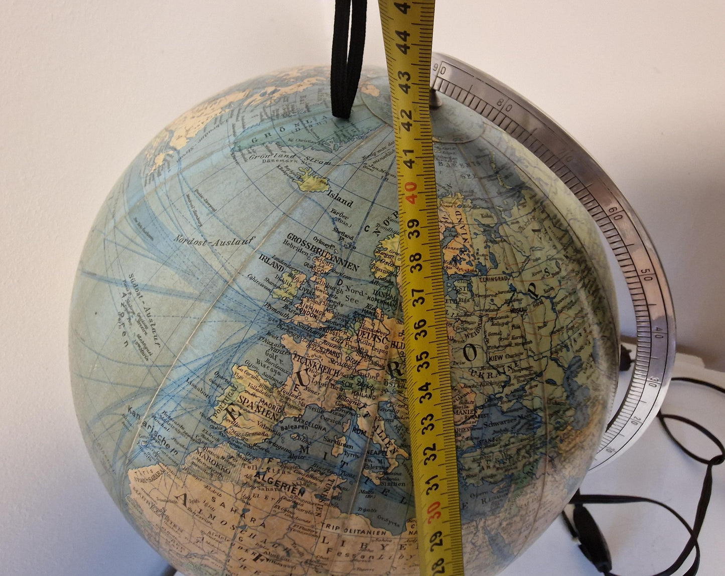 XL Vintage Glass Globe Lamp by Paul Oestergaard, columbus, 1950s MCM wereldbol earth