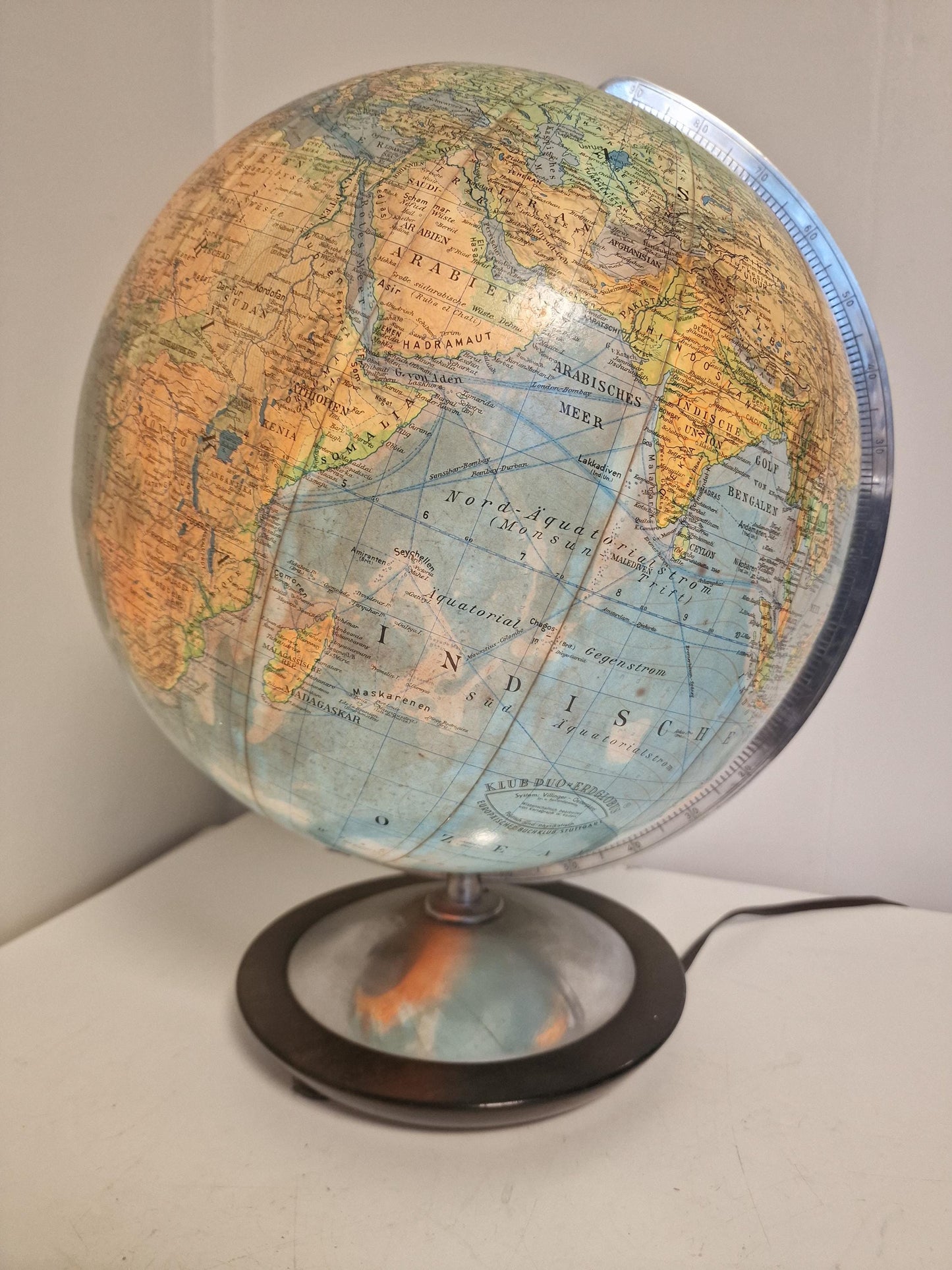 XL Vintage Glass Globe Lamp by Paul Oestergaard, columbus, 1950s MCM wereldbol earth