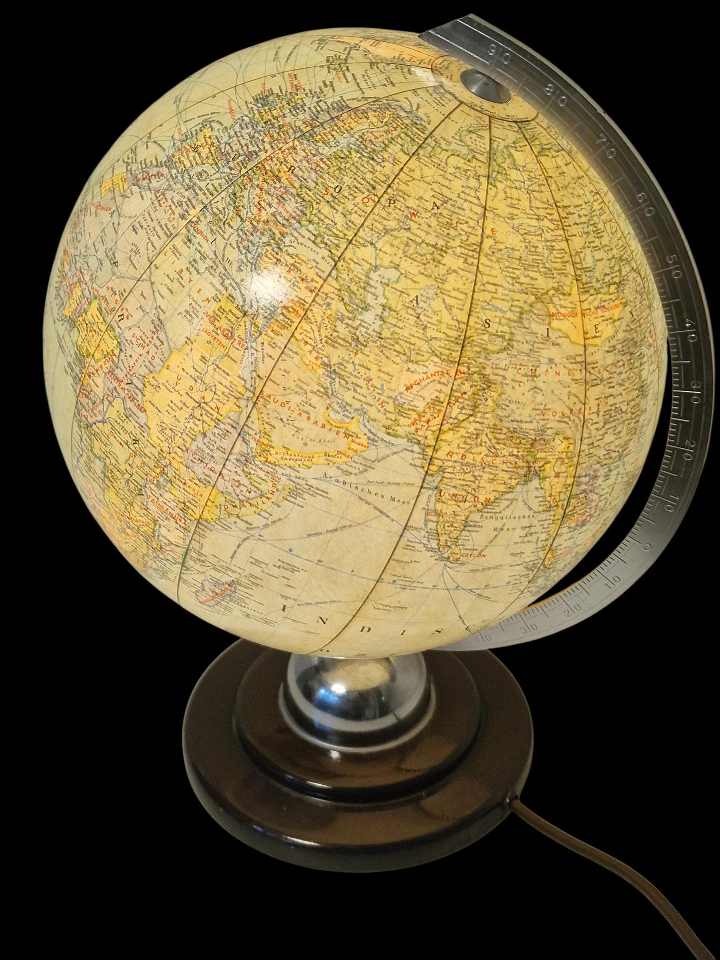 Vintage XL Light Up Glass Globe – JRO verlag Munchen, Germany