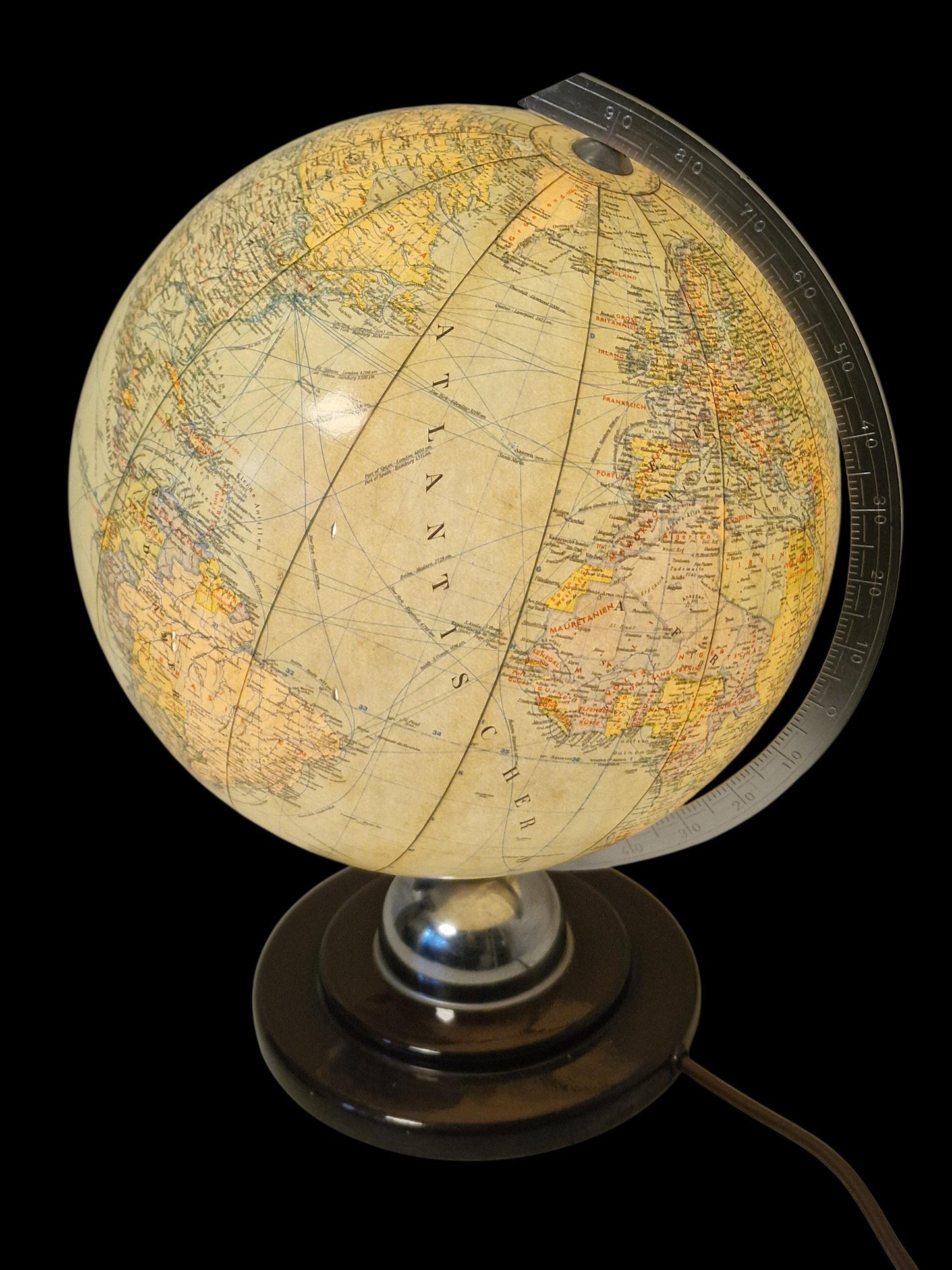 Vintage XL Light Up Glass Globe – JRO verlag Munchen, Germany