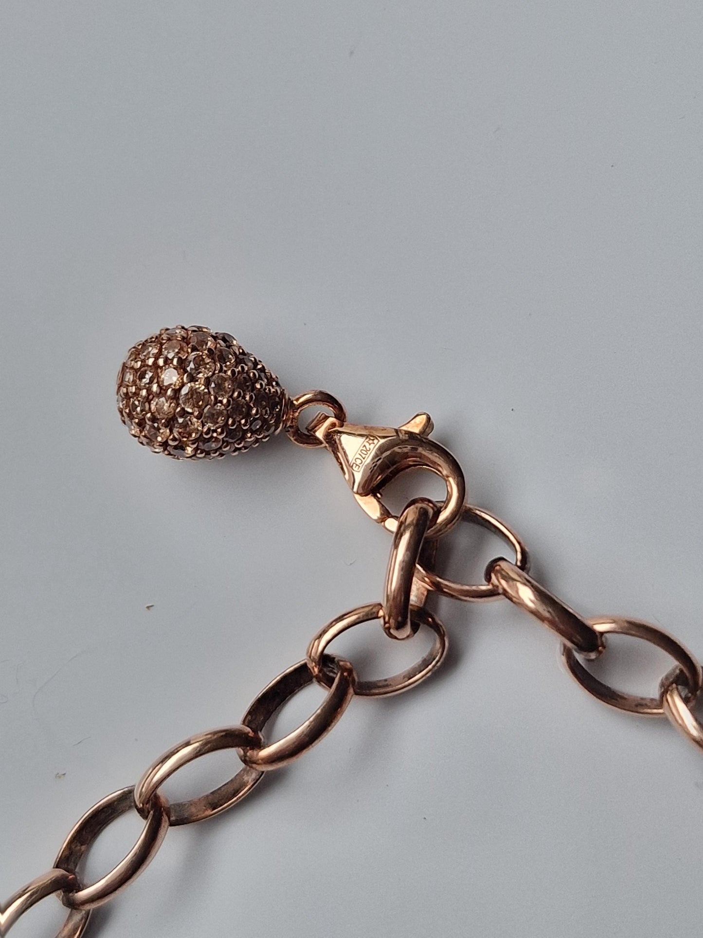 Fabergé Tsars Collection champagne rose goldgilt  Sterling Silver Bracelet with egg charm , faberge tatiana tsars collection