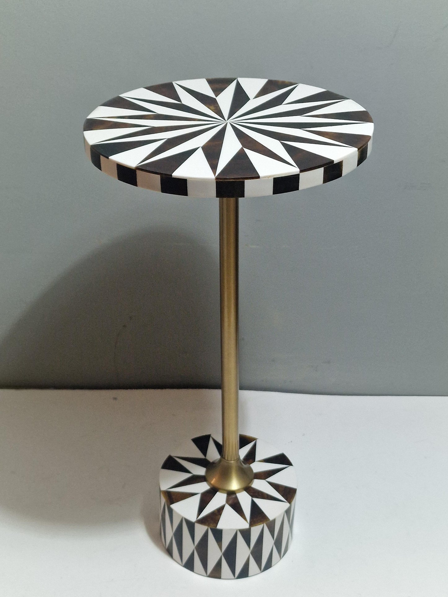 Neo-Deco Sunburst Inlay Side Table, Wood, composite & Brass, wow!!!!