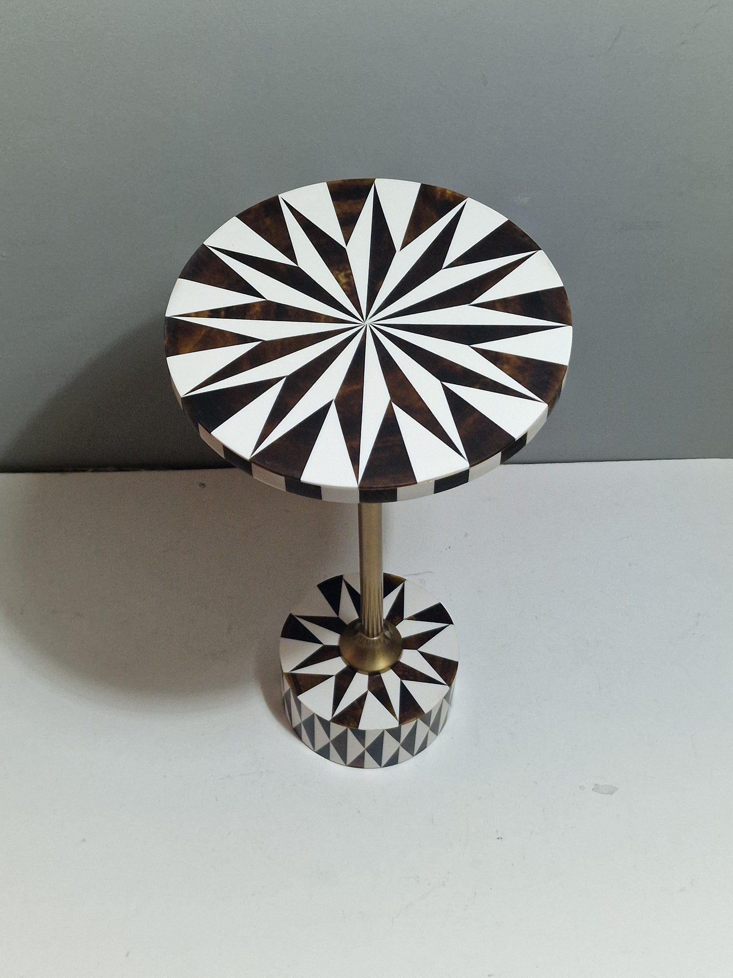 Neo-Deco Sunburst Inlay Side Table, Wood, composite & Brass, wow!!!!