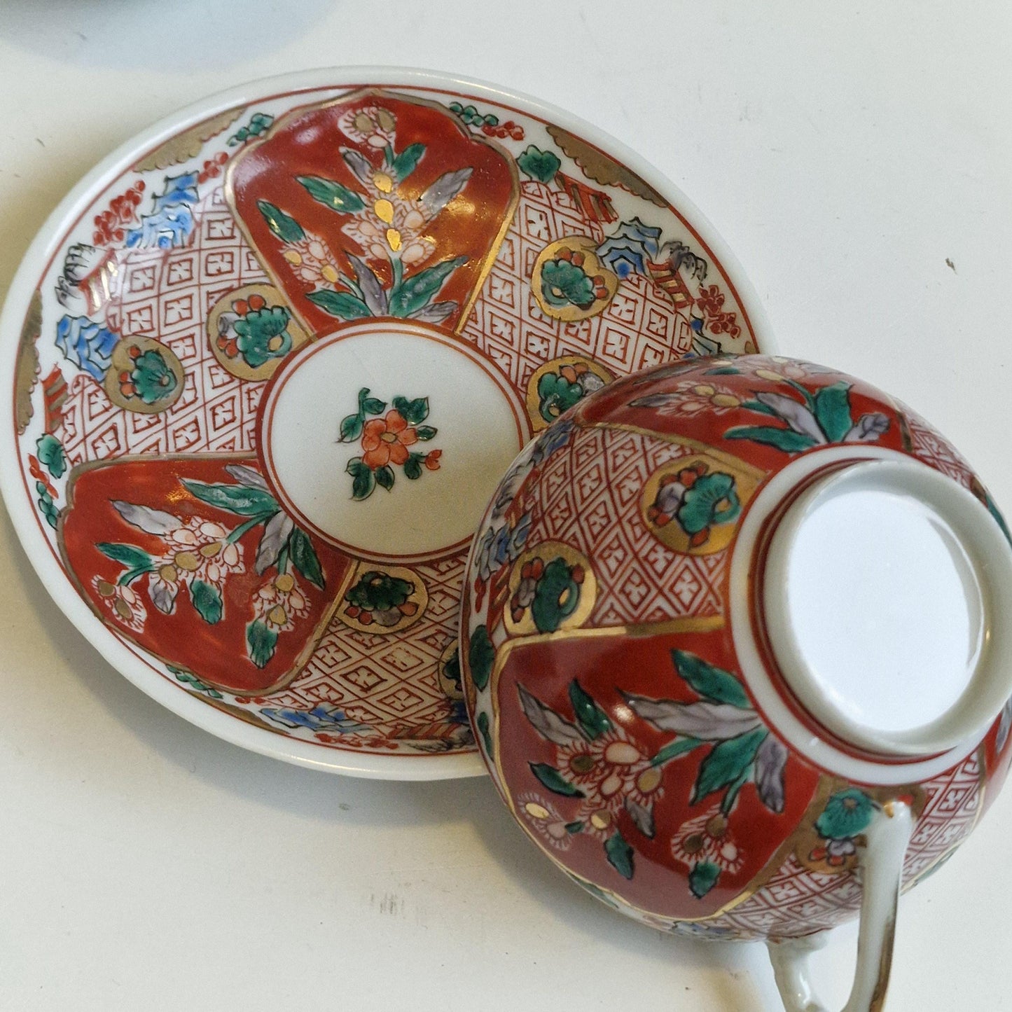 Antique Chinese Porcelain Plate Set, Floral Imari, 19th Century