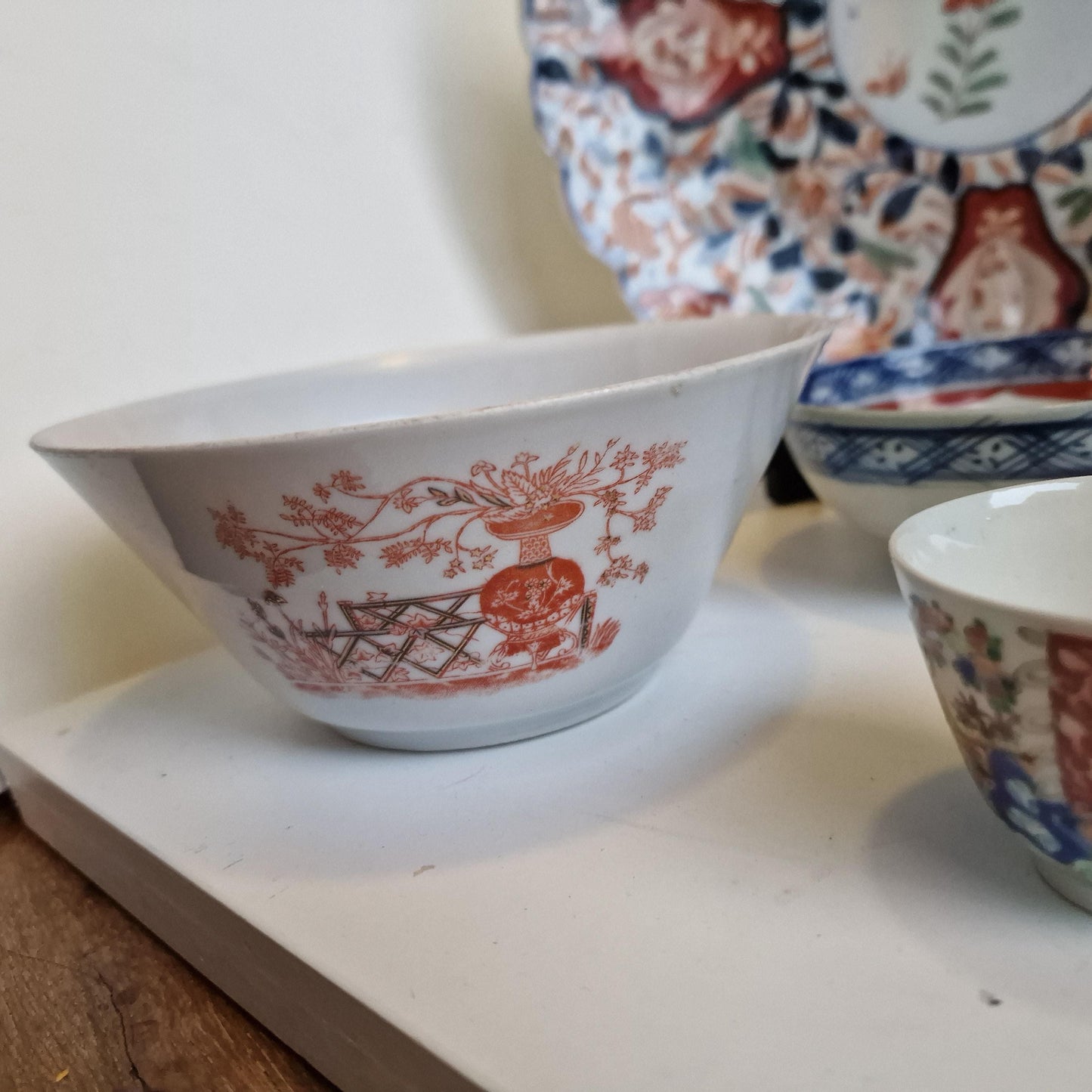 Antique Chinese Porcelain Plate Set, Floral Imari, 19th Century