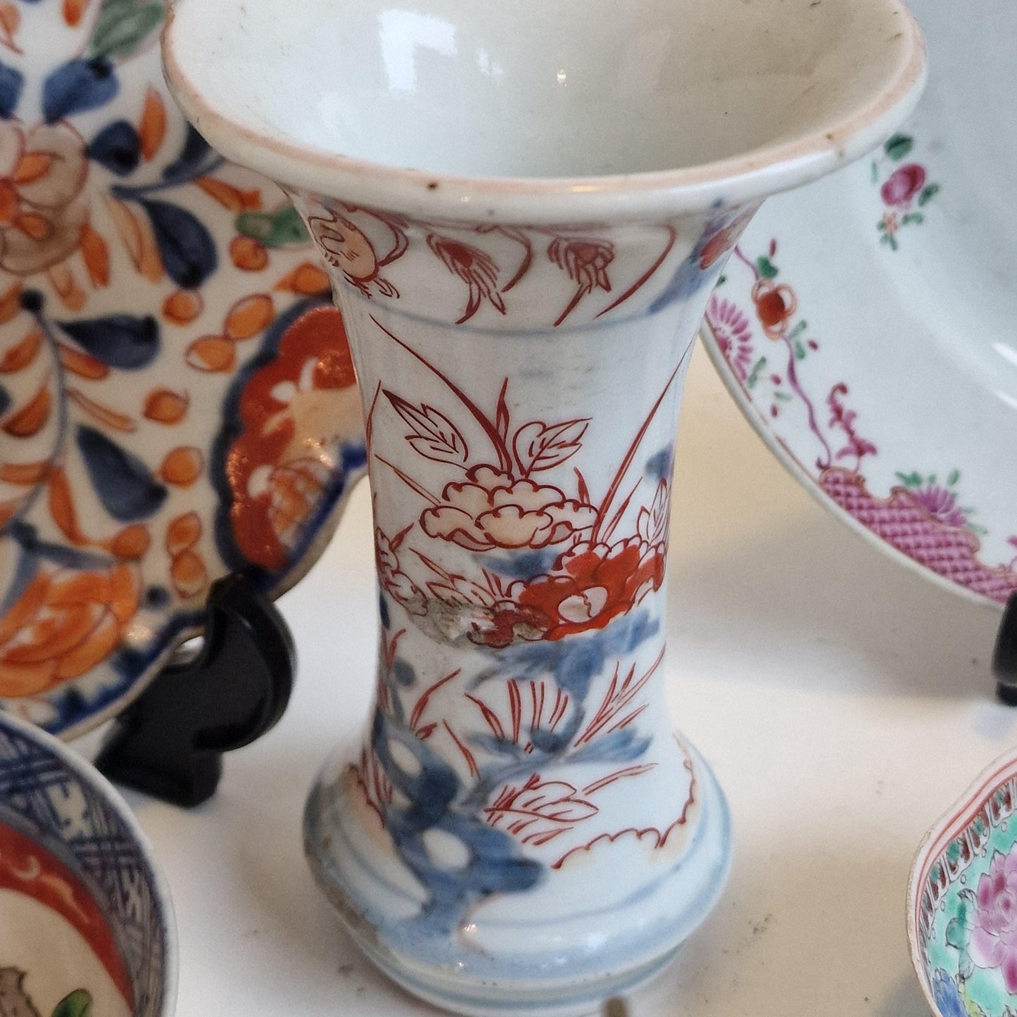 Antique Chinese Porcelain Plate Set, Floral Imari, 19th Century