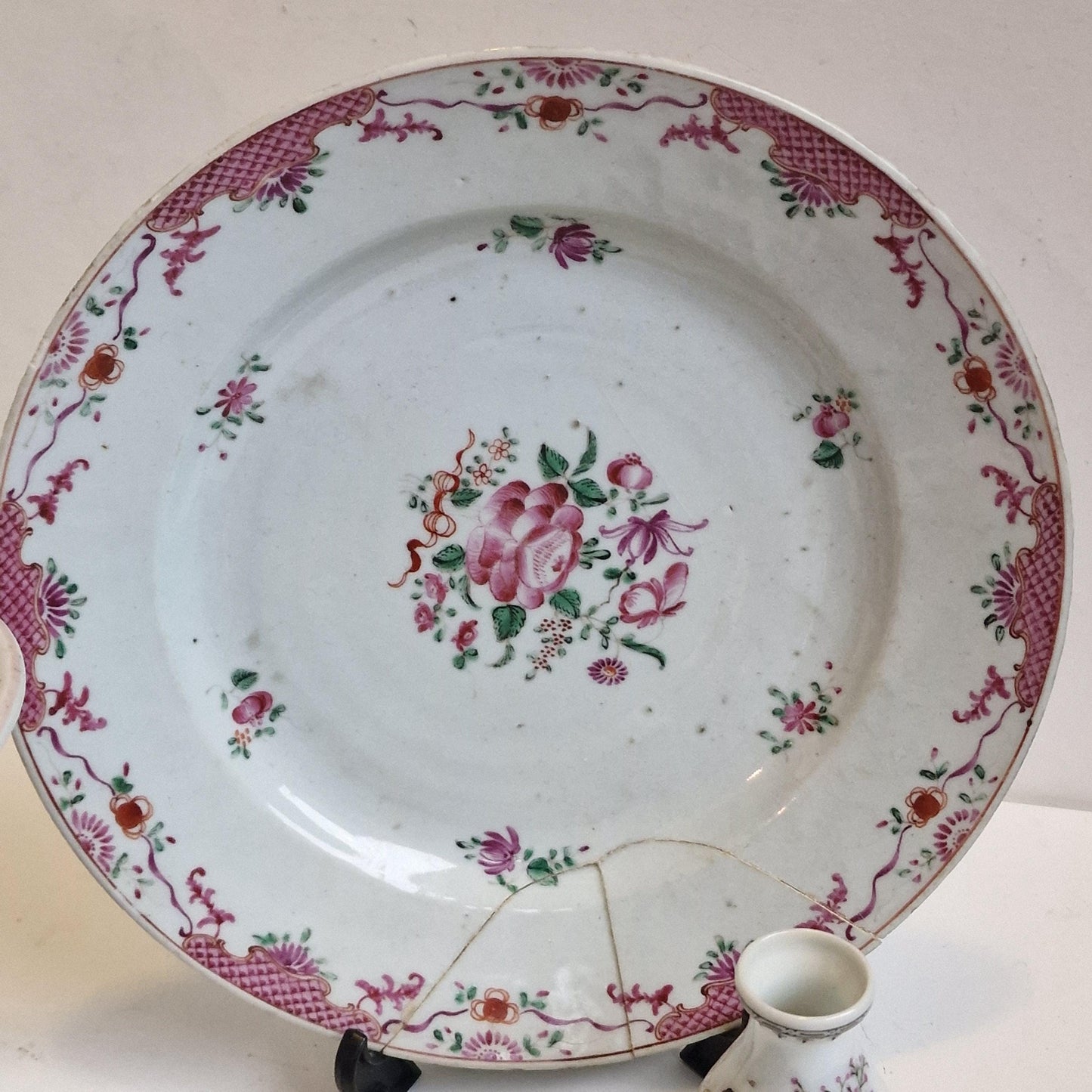 Antique Chinese Porcelain Plate Set, Floral Imari, 19th Century