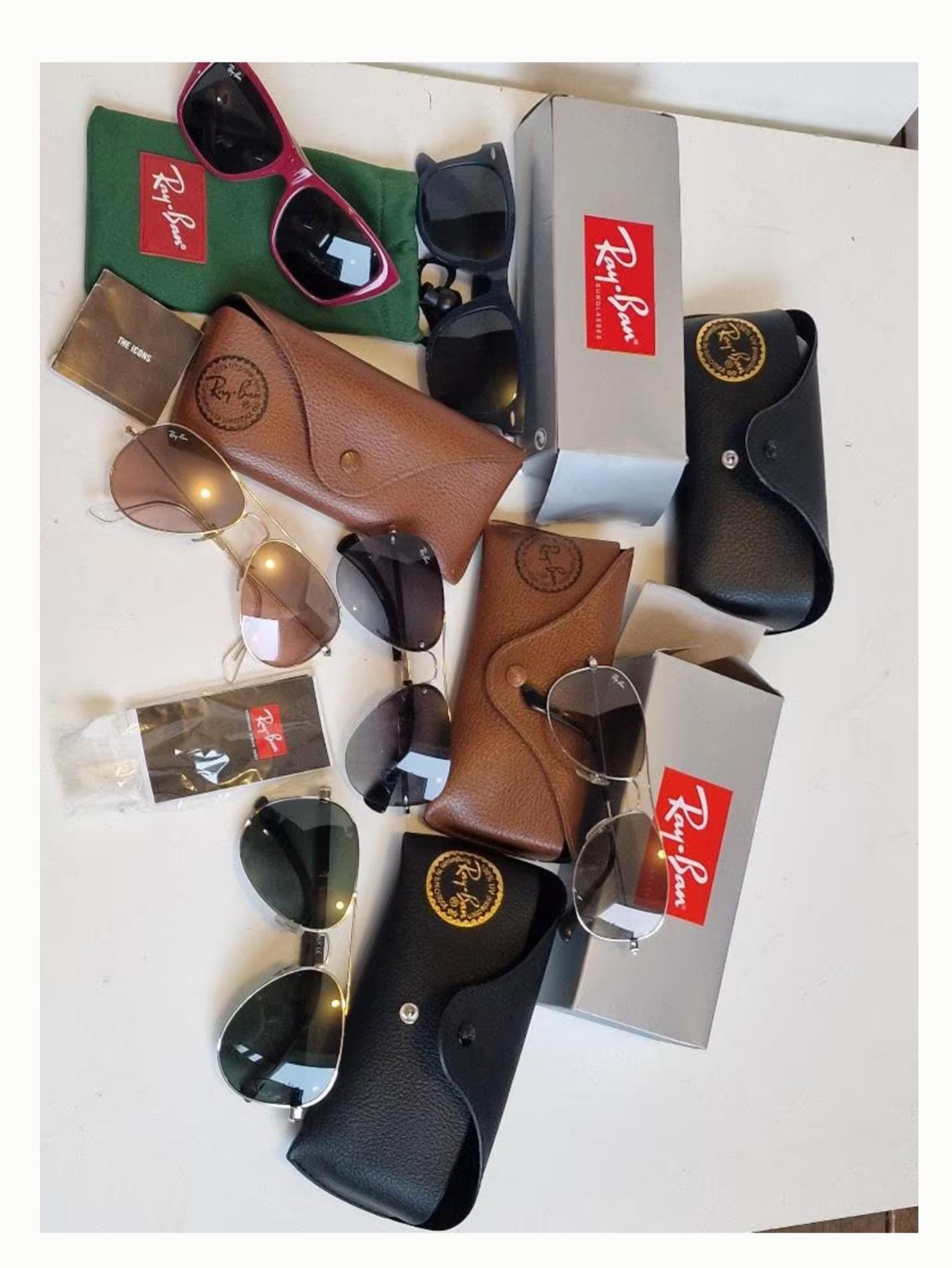 Collection of sunglasses rayban iconic pilot and wayfarer collectables vintage verzameling ray ban