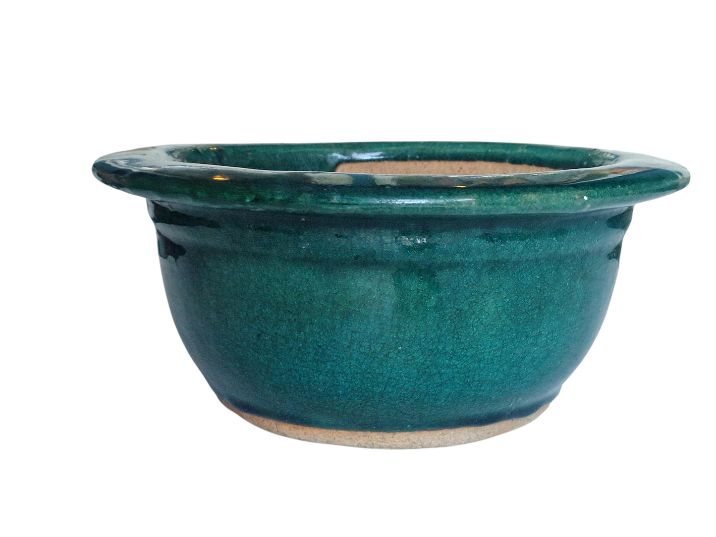 Antique Green Glazed Terracotta Planter 19th Century European Cactus Pot, Arts & Crafts Garden Pot, authentic English gardening