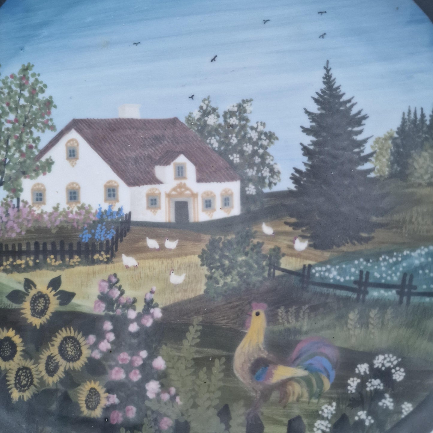 Renate schwarzer - large handpainted wall plate, unica