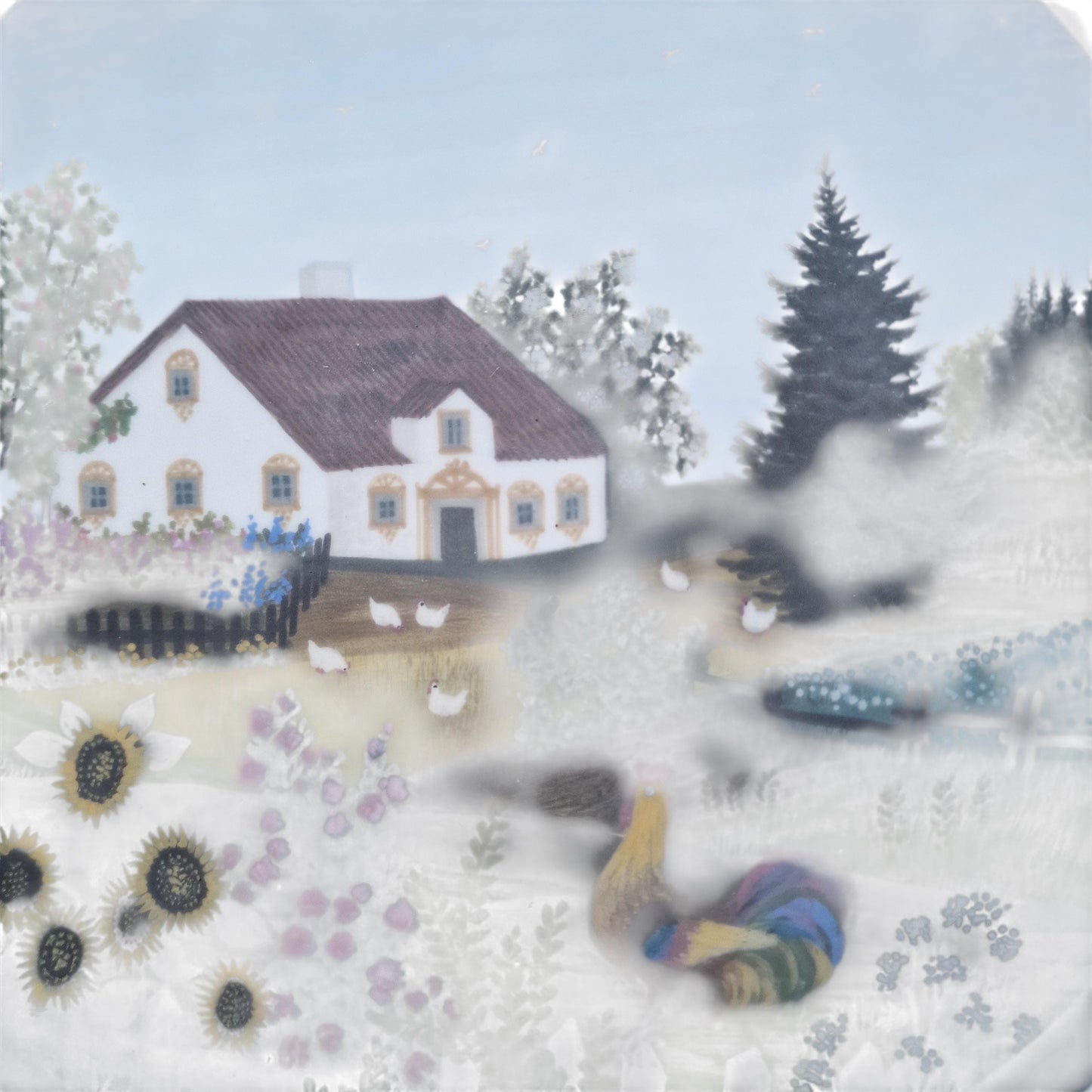 Renate schwarzer - large handpainted wall plate, unica