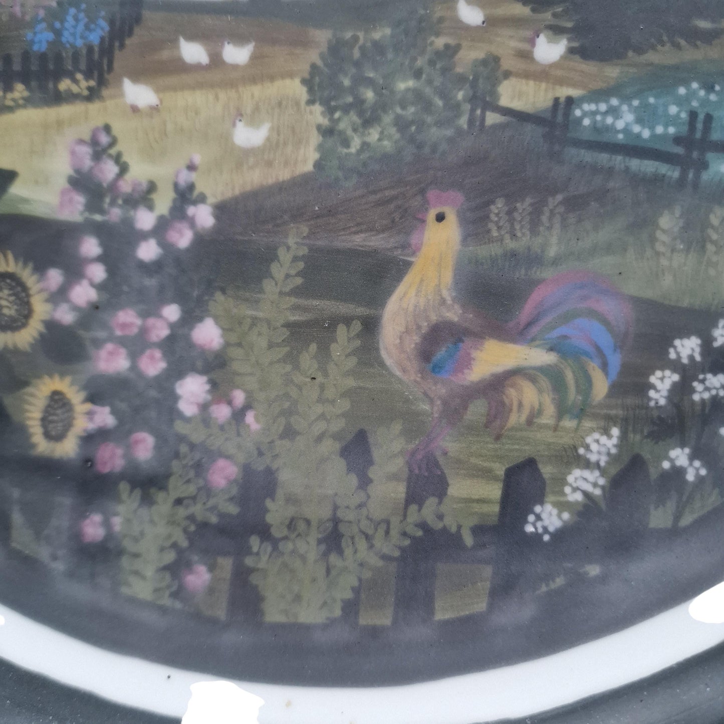 Renate schwarzer - large handpainted wall plate, unica