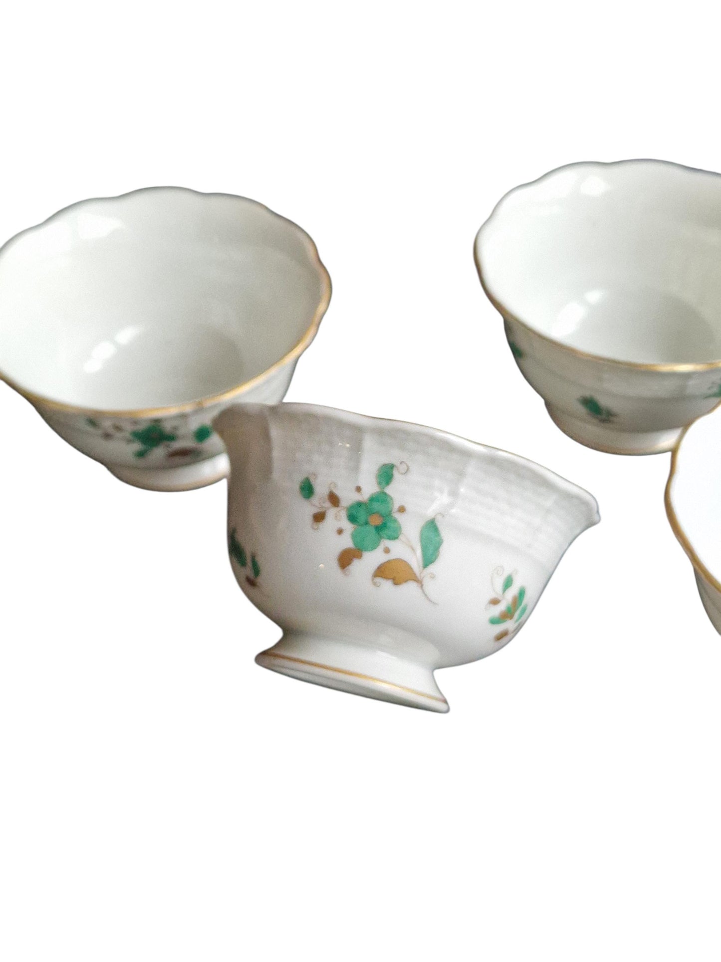 Herend Hungary, rare depiction, Set of 4 Handpainted Porcelain Bowls – Hungary, c. 1950–1960