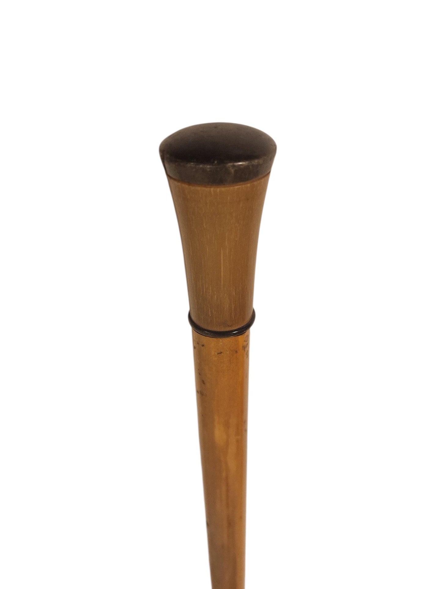 antique walking stick with bone or horn , european collection, gentlemen's flannel stick