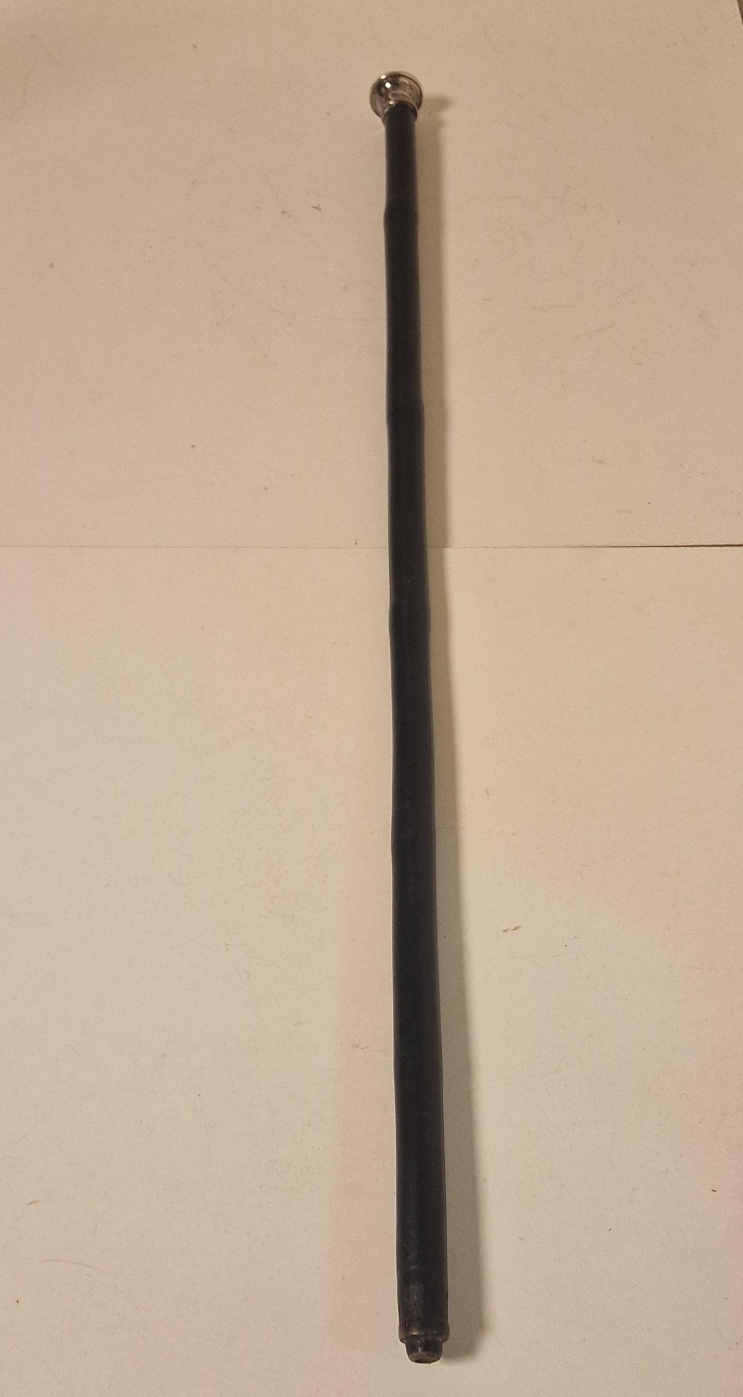 antique walking stick with alpacca silver, marked, european collection, gentlemen's flannel stick