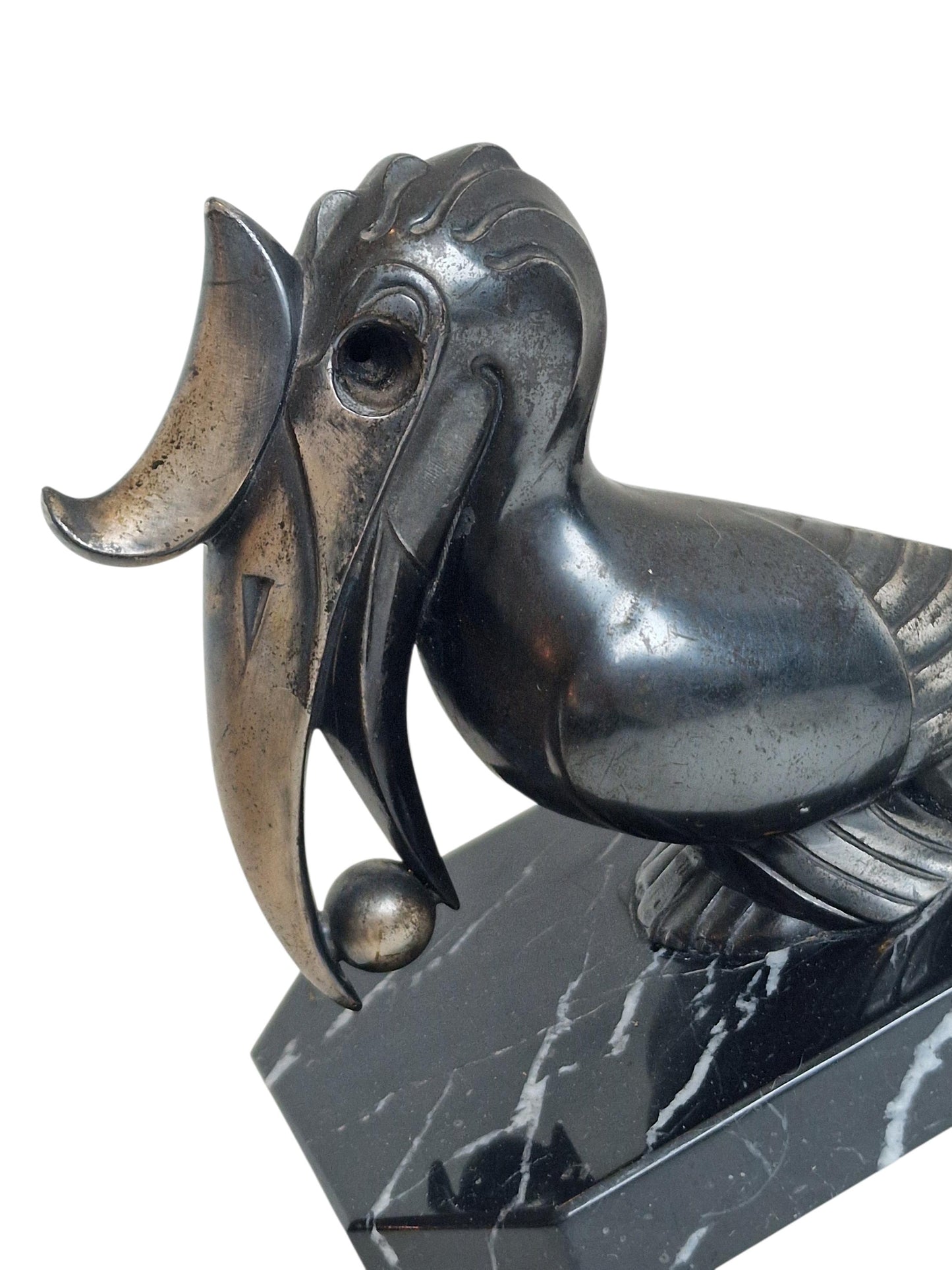 Signed Maurice Frecourt Bronze Toucan Bookends - French Kubism Antique Pair