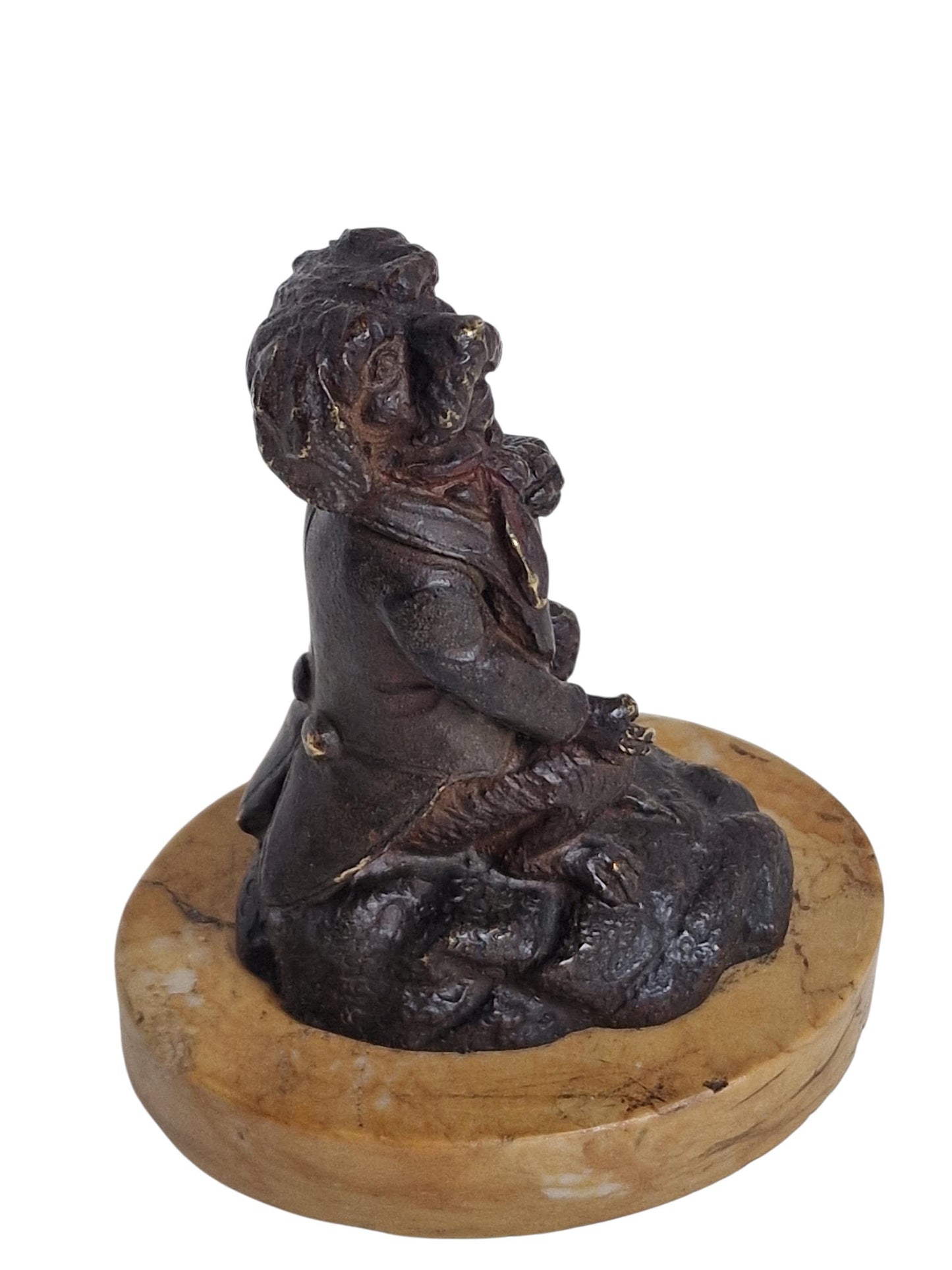 Vienna Bronze gentleman dog  Figurine, antique wiener brons on marble foot ca 1900
