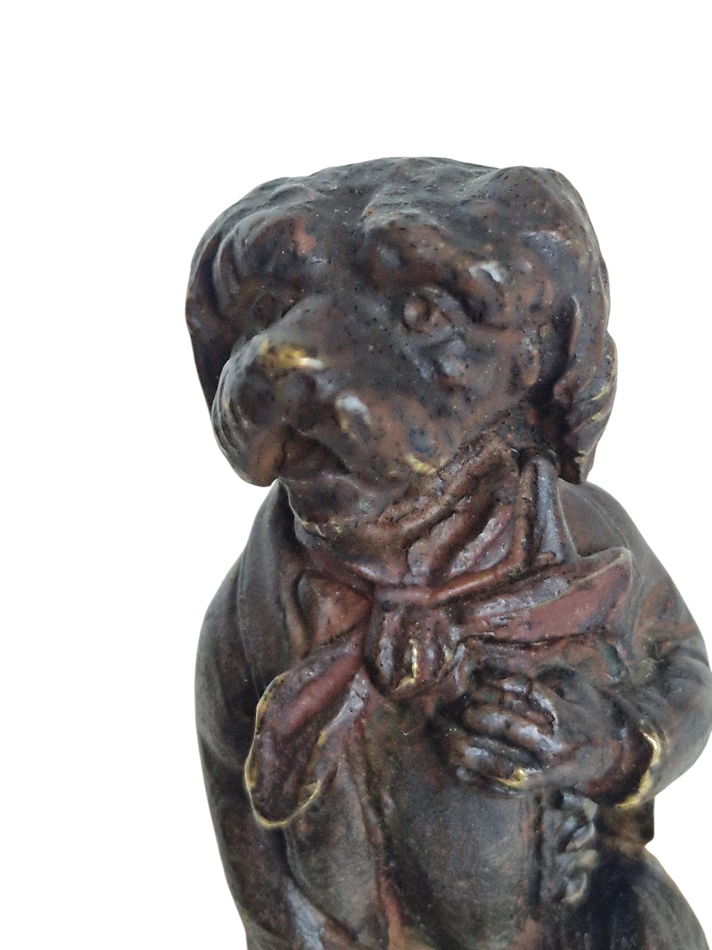 Vienna Bronze gentleman dog  Figurine, antique wiener brons on marble foot ca 1900