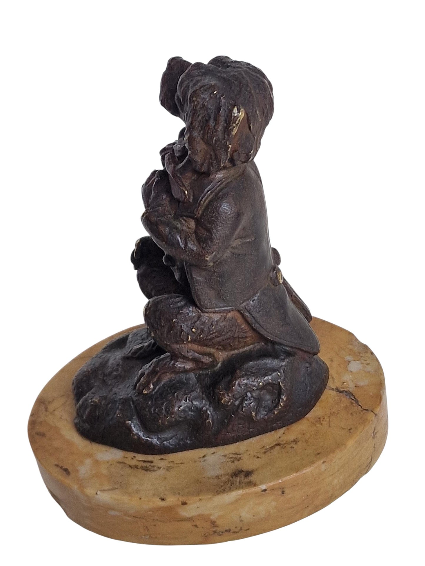 Vienna Bronze gentleman dog  Figurine, antique wiener brons on marble foot ca 1900