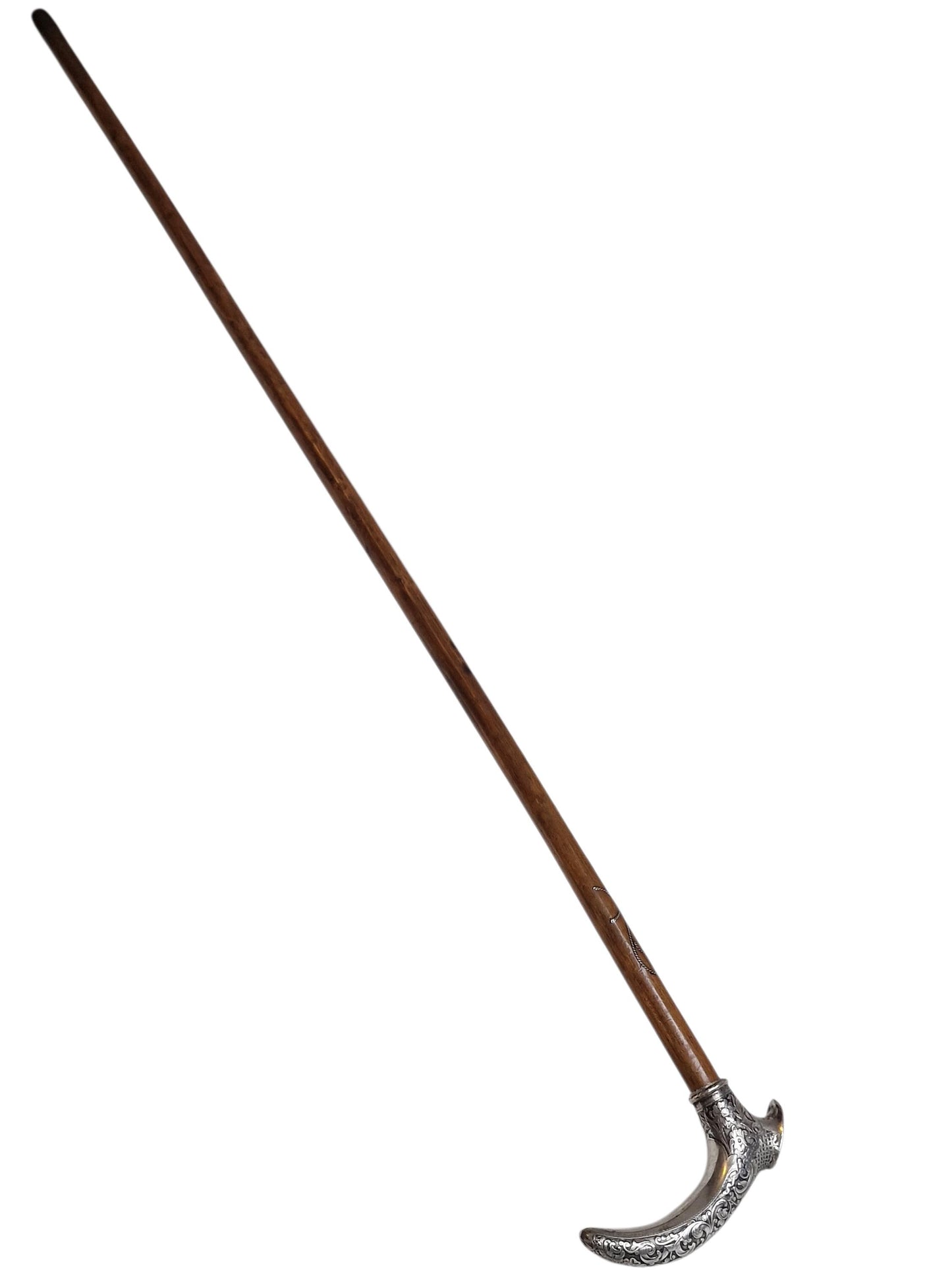 Antique Engraved Silver Walking Cane, Antwerp Belgium