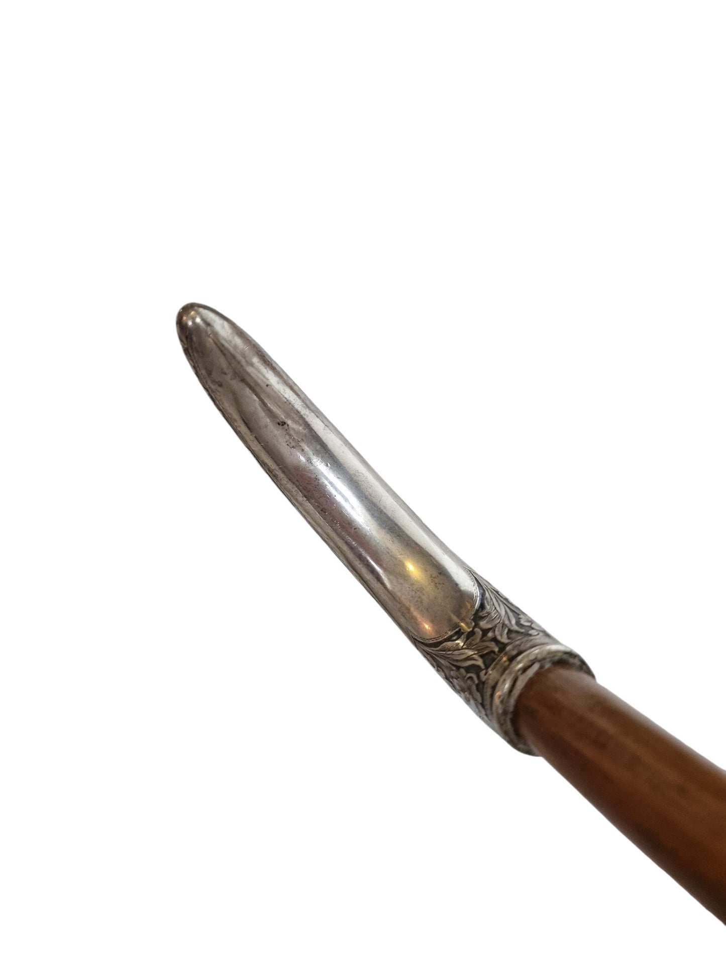 Antique Engraved Silver Walking Cane, Antwerp Belgium