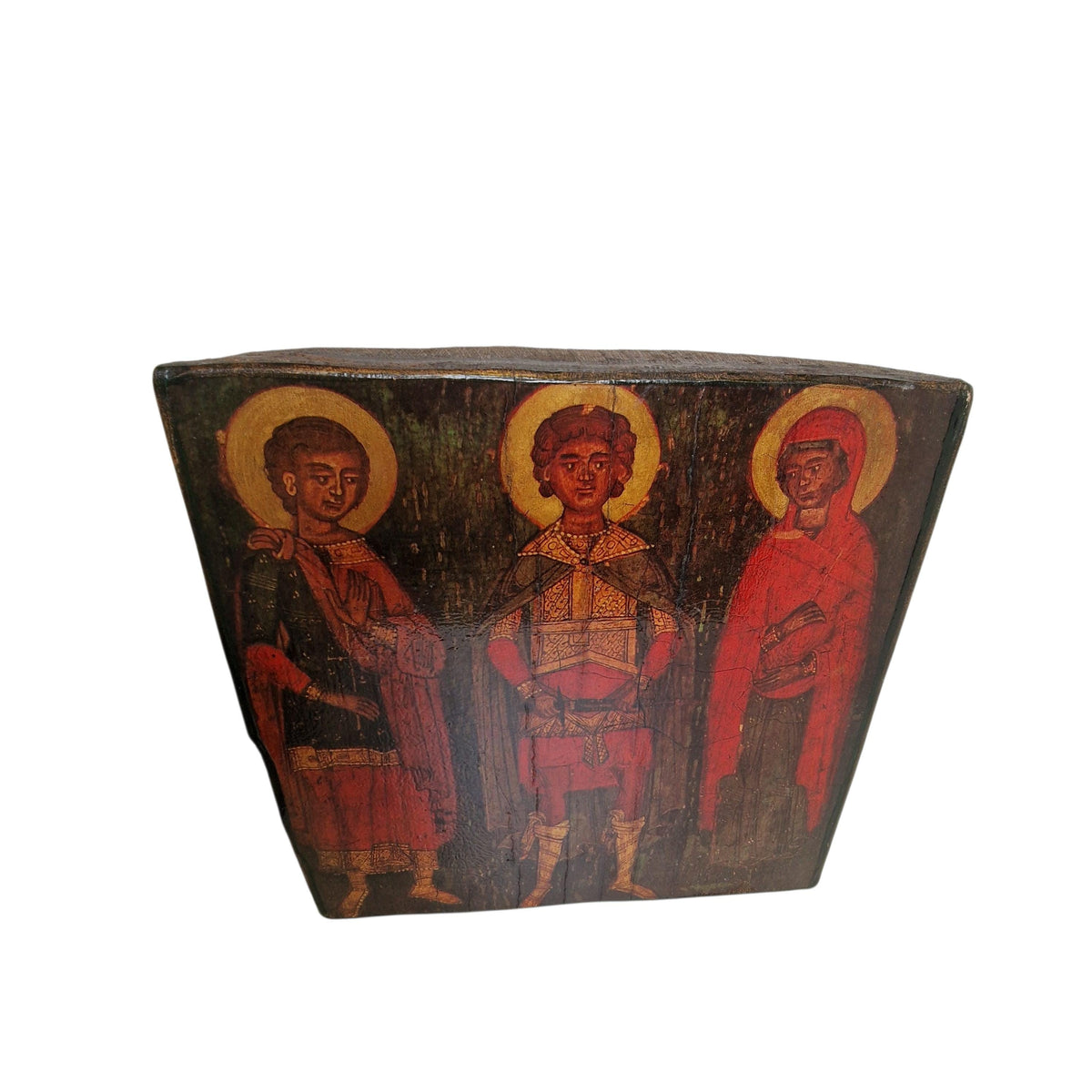 17th Century Romanian Orthodox Icon, Saints Cyros, Prokoulos & Paraskeva