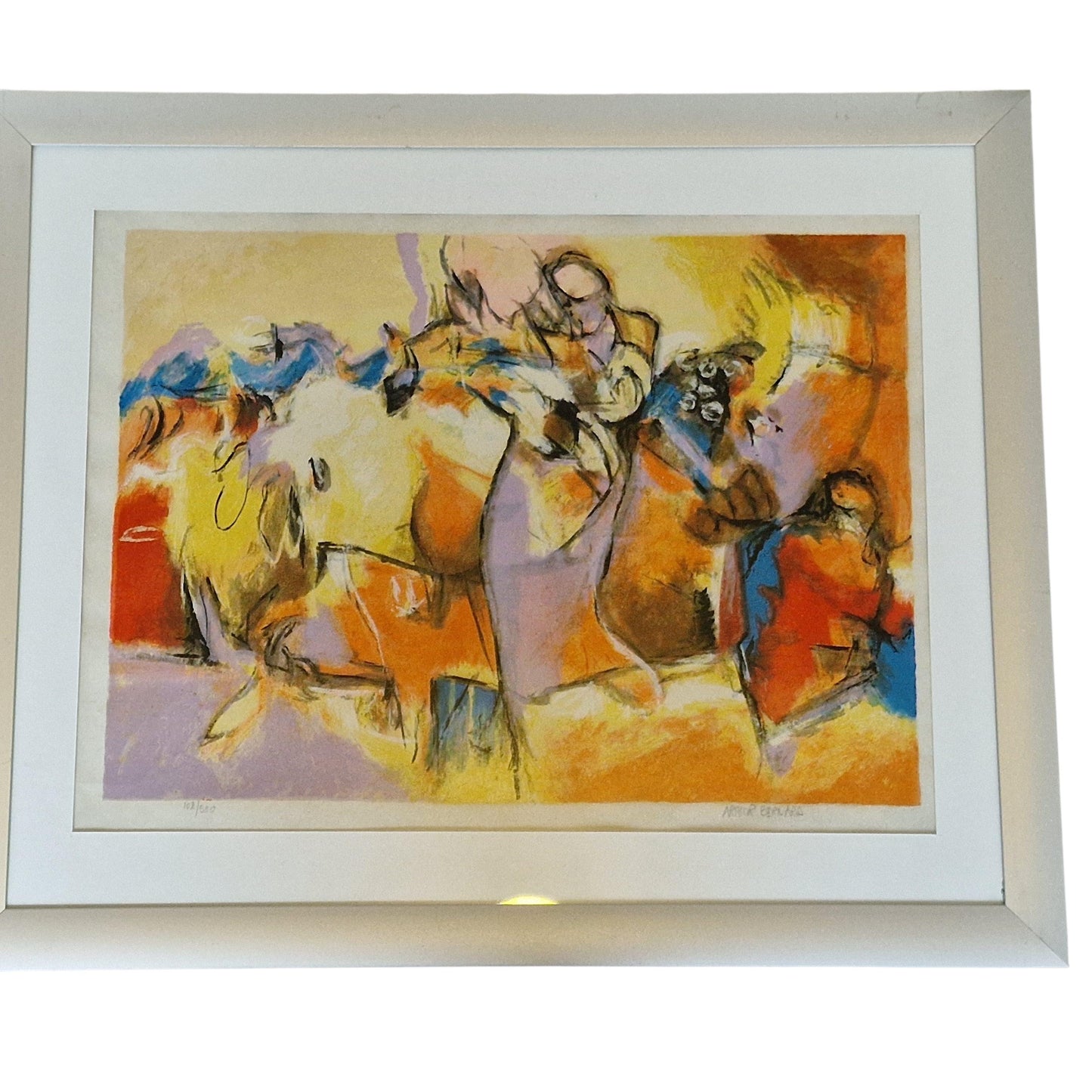 Arthur Bernard Abstract Figurative Screen Print – Signed Limited Edition, Framed
