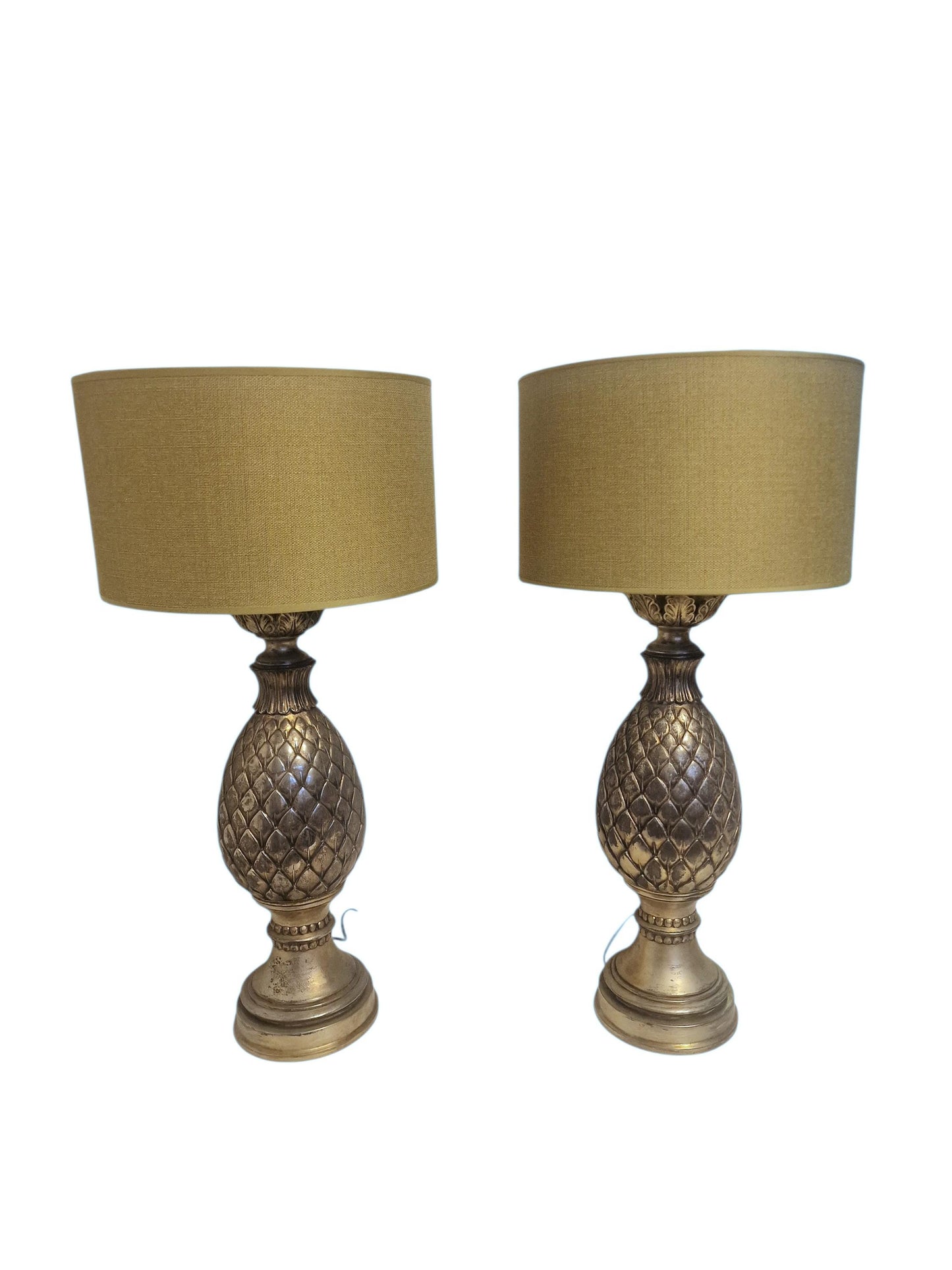 A pair of XL pineapple lamps, authentic designer table lamps. Deknudt x Loevsky & Loevsky, 1980s. Hollywood Regency Timeless Sophistication