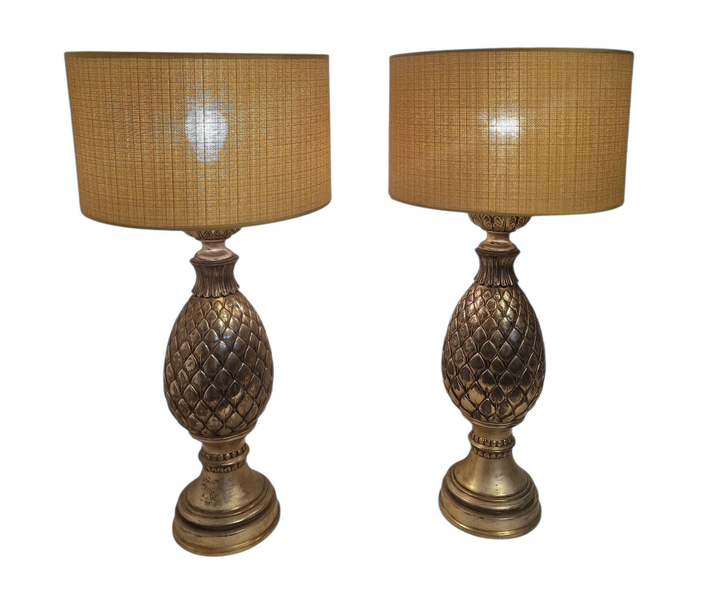 A pair of XL pineapple lamps, authentic designer table lamps. Deknudt x Loevsky & Loevsky, 1980s. Hollywood Regency Timeless Sophistication