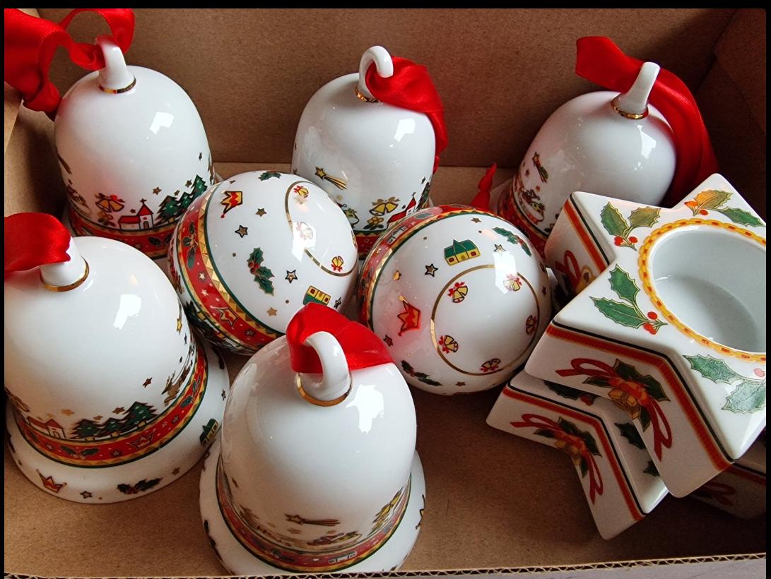 kerstballen duits porselein vintage set christmas baubles