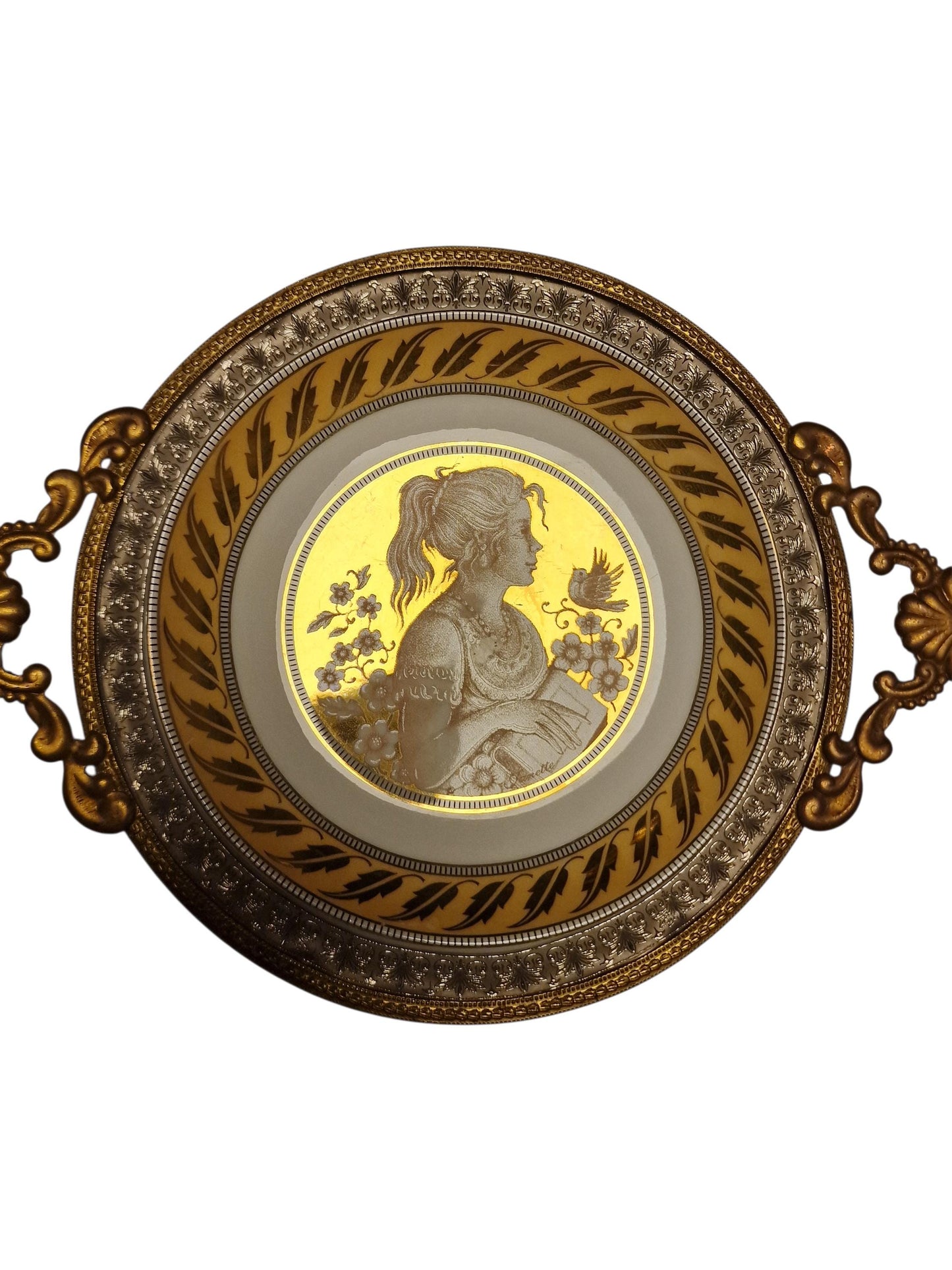 2 x Limoges L'etoile 22k Gold Gilt Handpainted Serving Plate and trinket plate