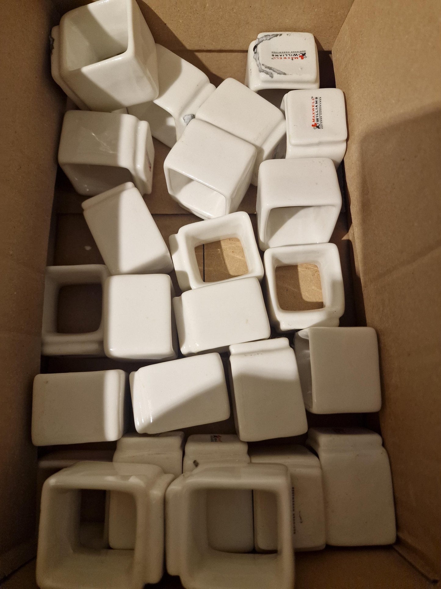25 Maxwell & Williams White Ceramic Napkin Rings with Bowls