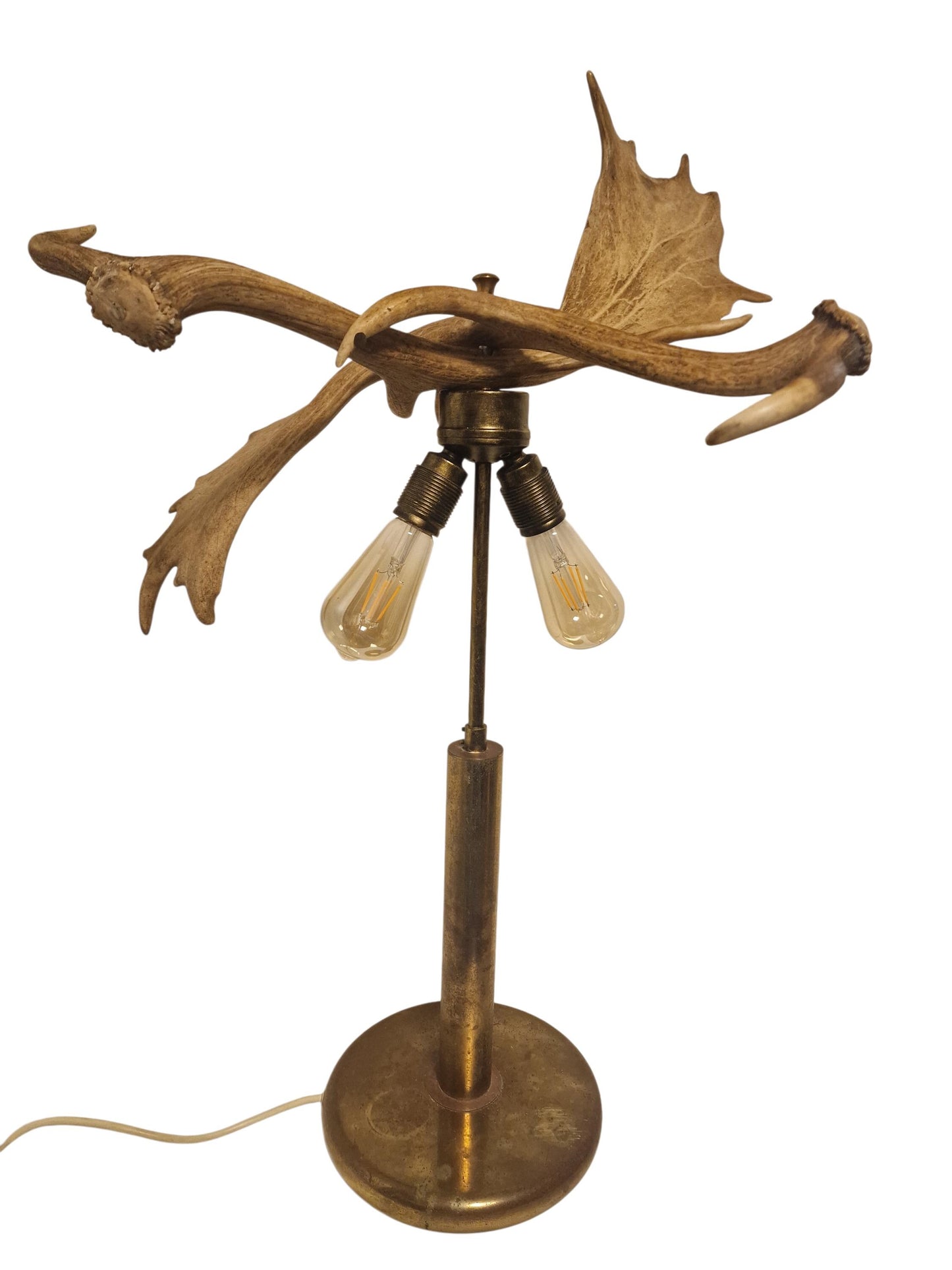 Xl antler lamp classic cottage hunting cabin large table lamp hertengewei brass