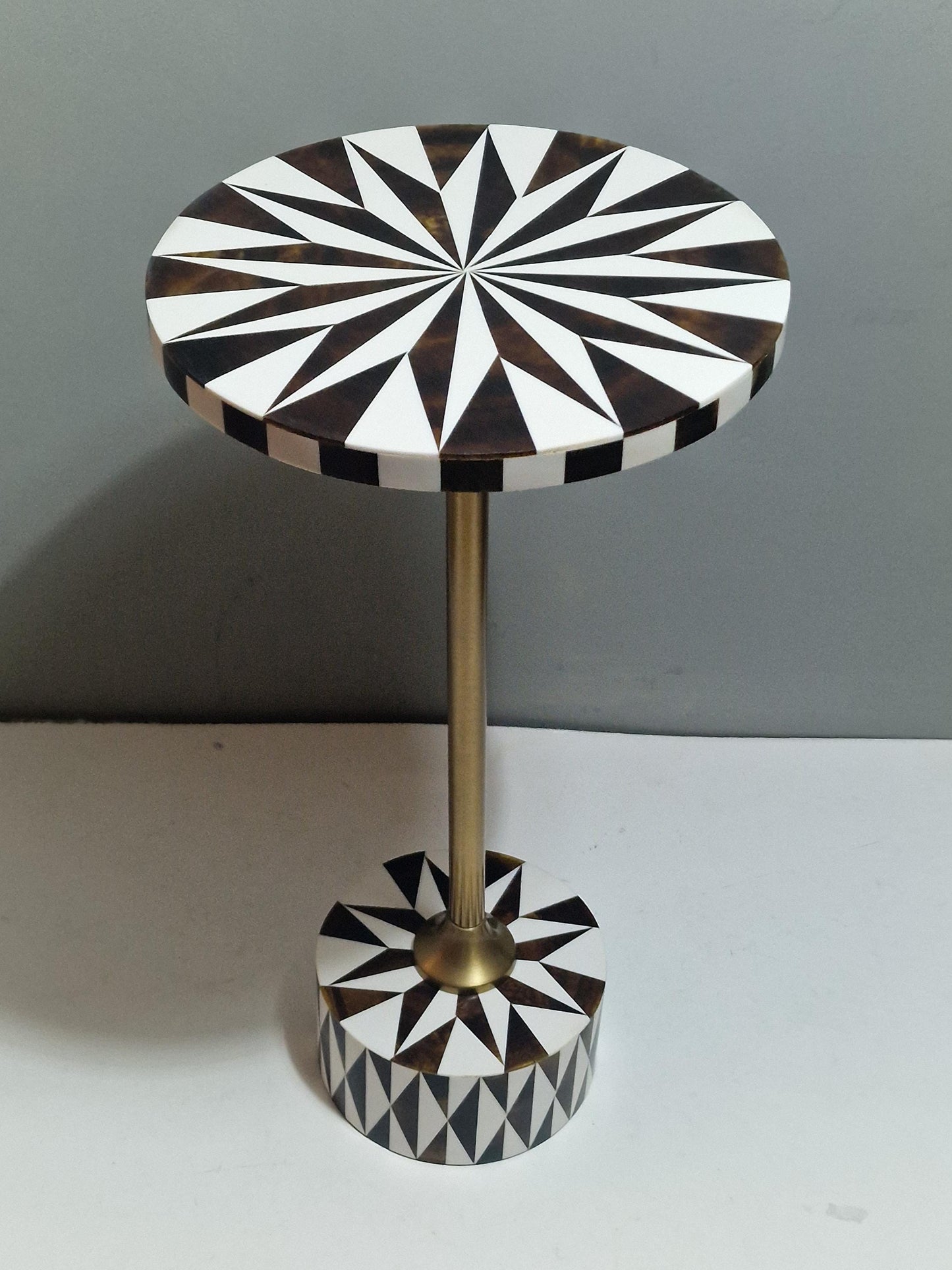Neo-Deco Sunburst Inlay Side Table, Wood, composite & Brass, wow!!!!