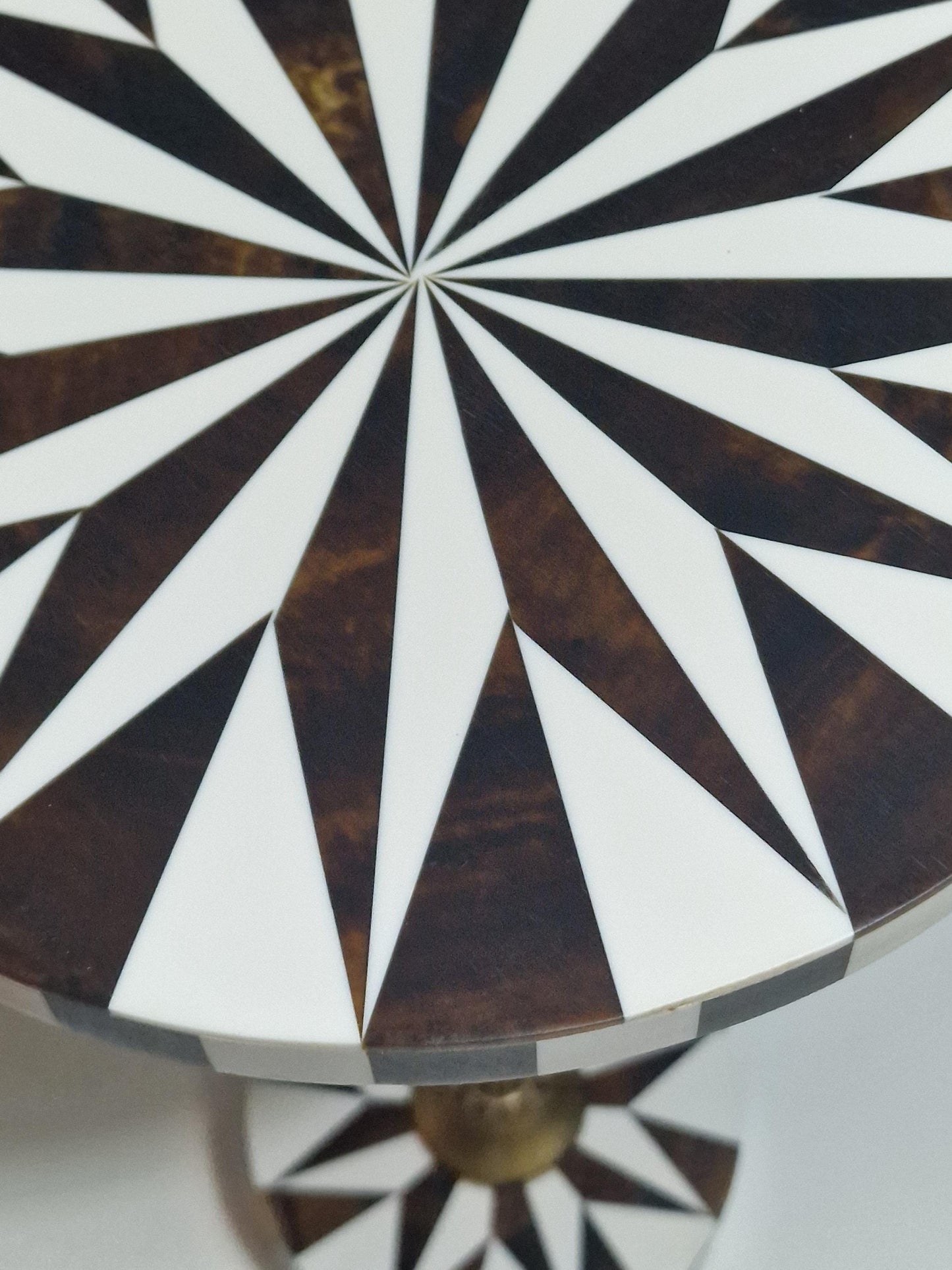 Neo-Deco Sunburst Inlay Side Table, Wood, composite & Brass, wow!!!!