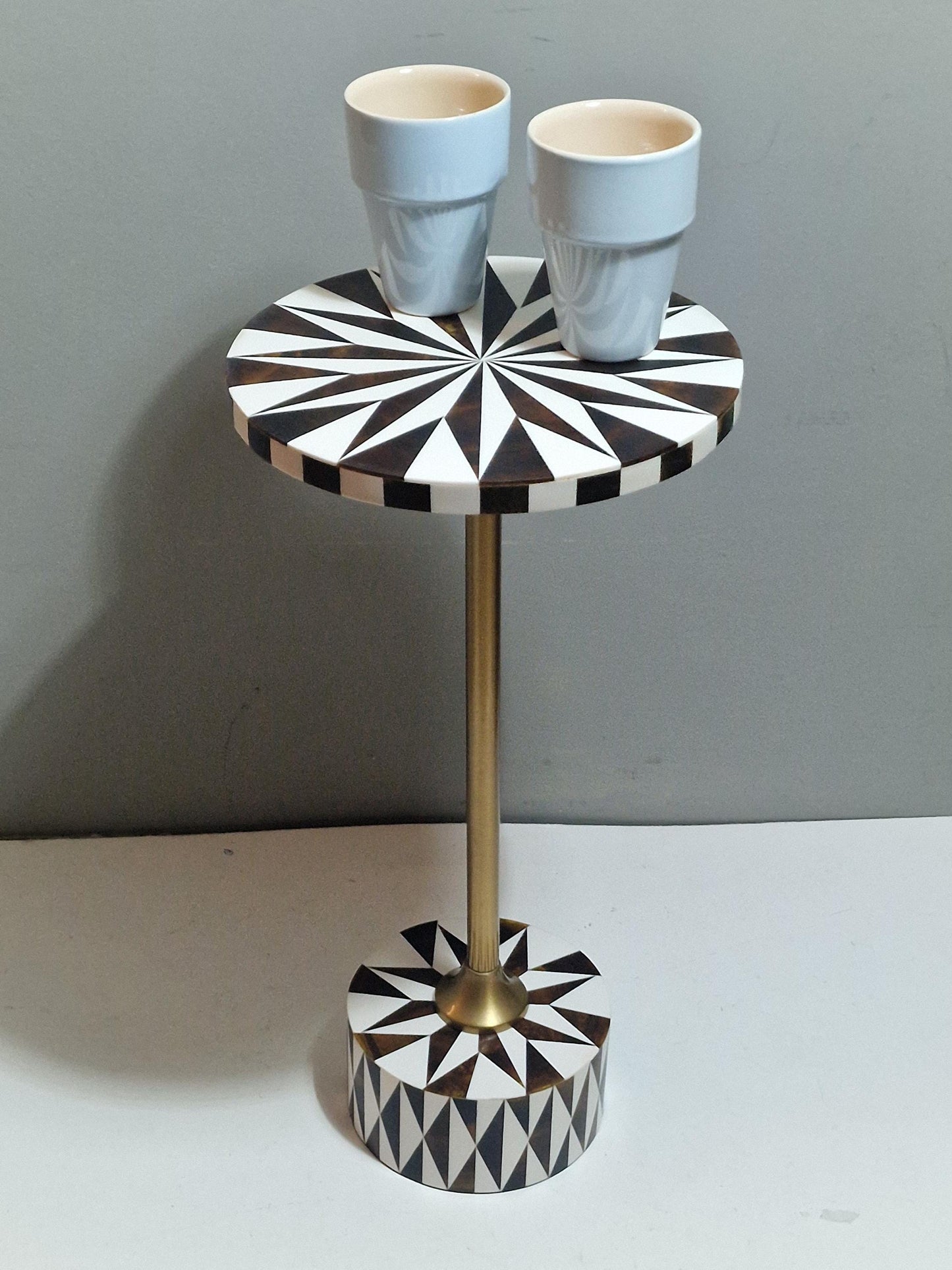 Neo-Deco Sunburst Inlay Side Table, Wood, composite & Brass, wow!!!!