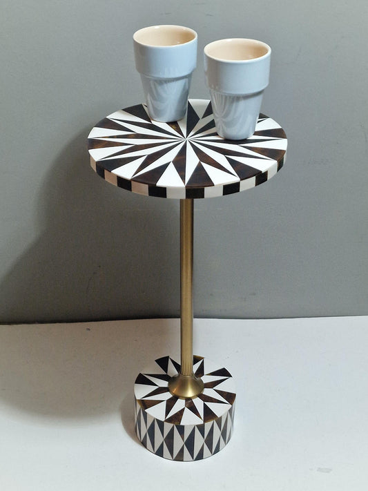 Neo-Deco Sunburst Inlay Side Table, Wood, composite & Brass, wow!!!!
