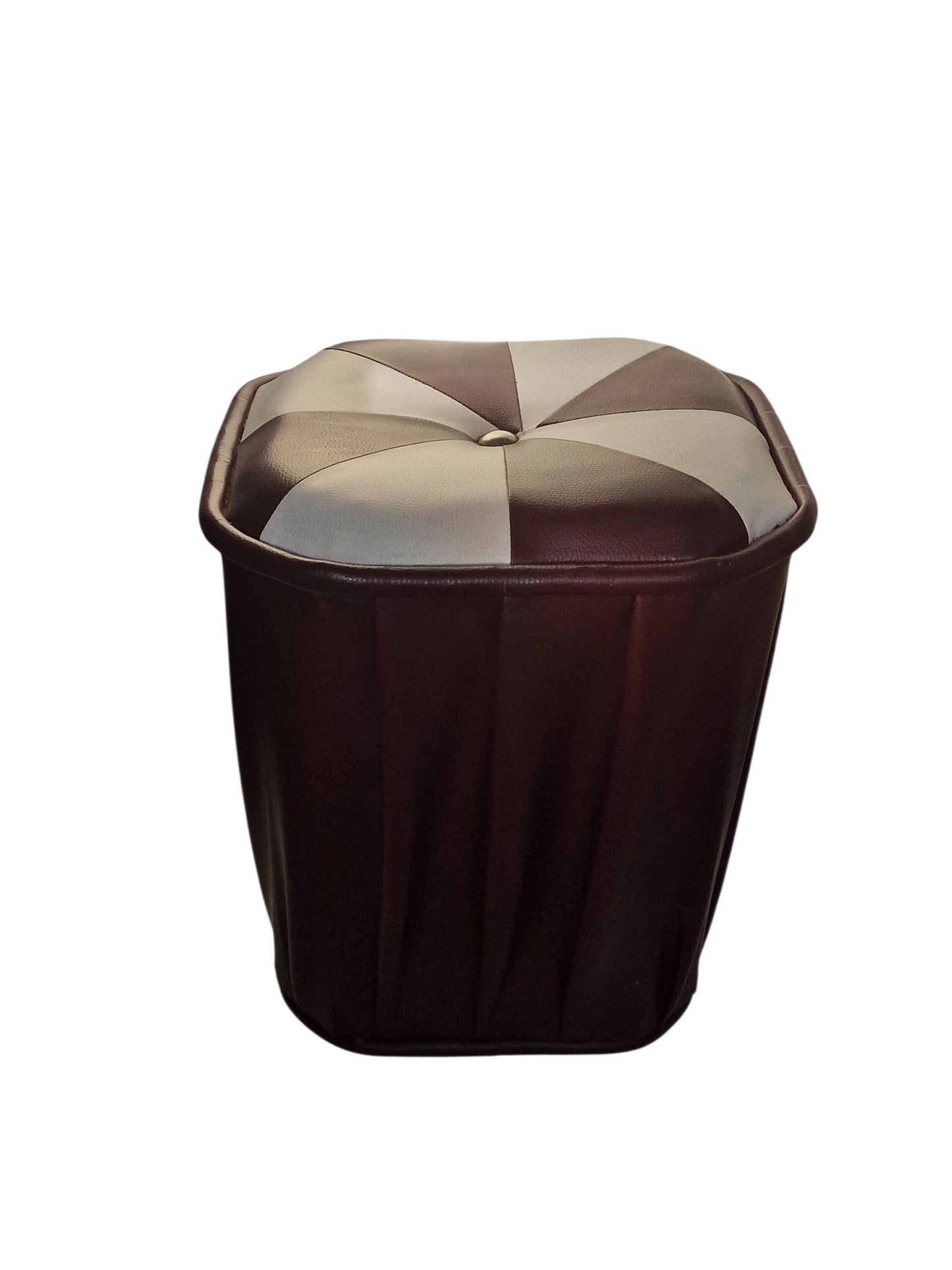 Vintage Leather stool: ottoman designer kruk pouf poef