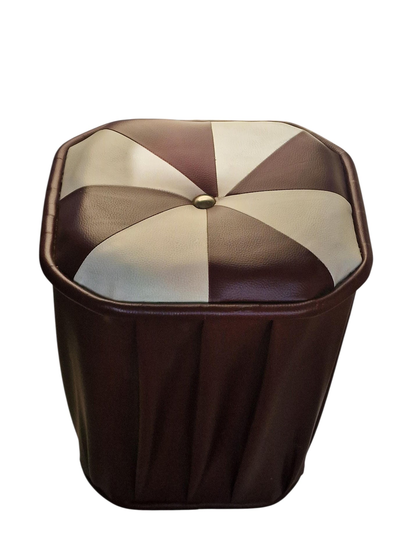 Vintage Leather stool: ottoman designer kruk pouf poef