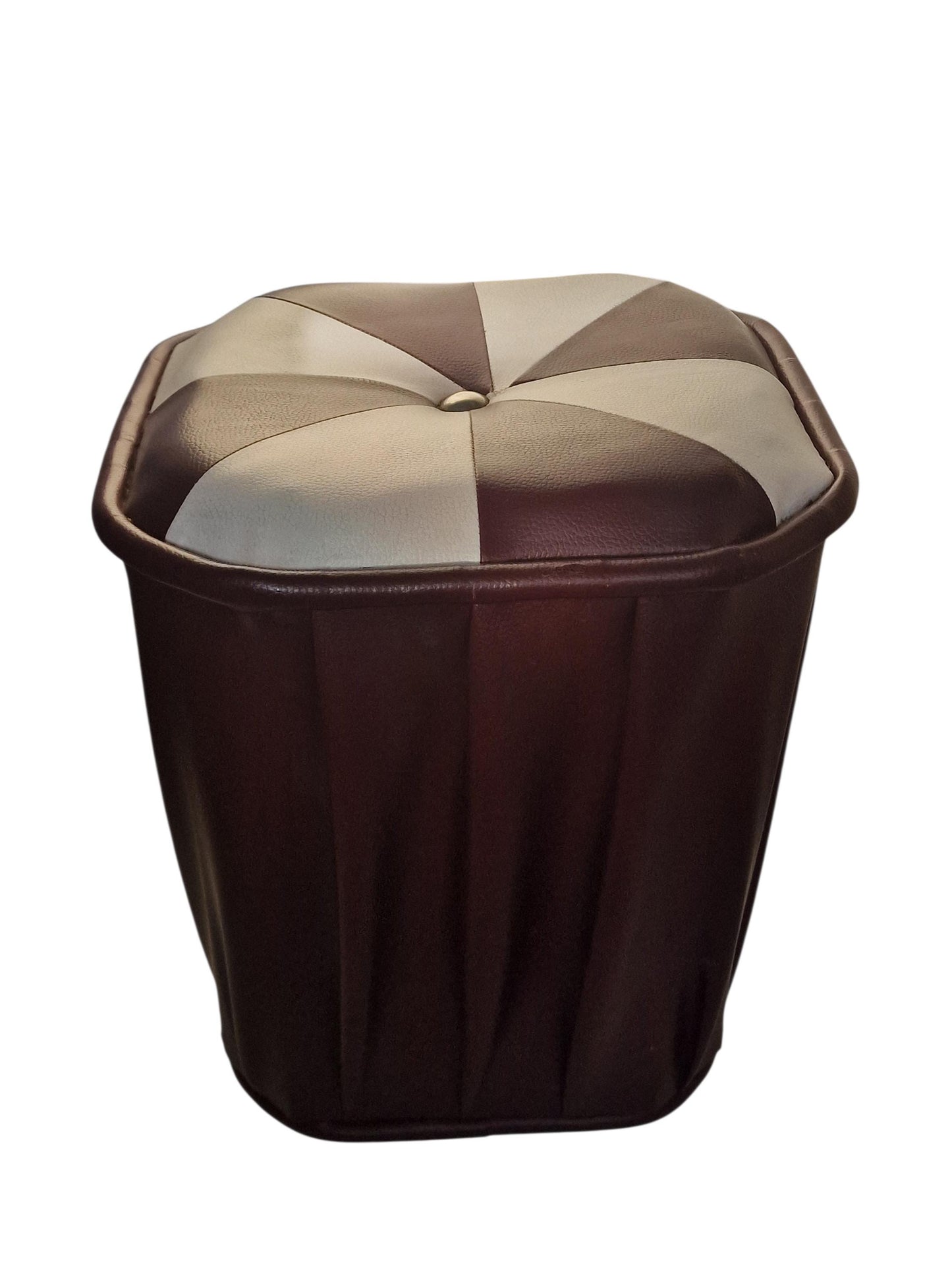 Vintage Leather stool: ottoman designer kruk pouf poef