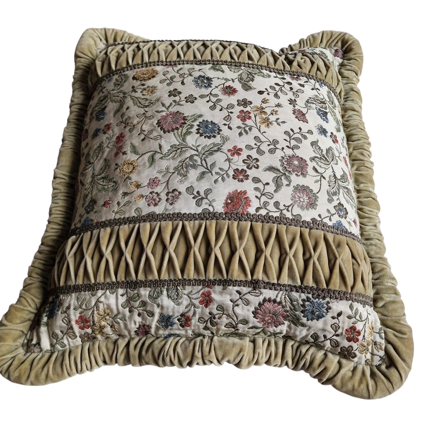 A set of 2 opulent victorian cushions, Sierkussens, filled feather, vintage cushion pillow gobelin