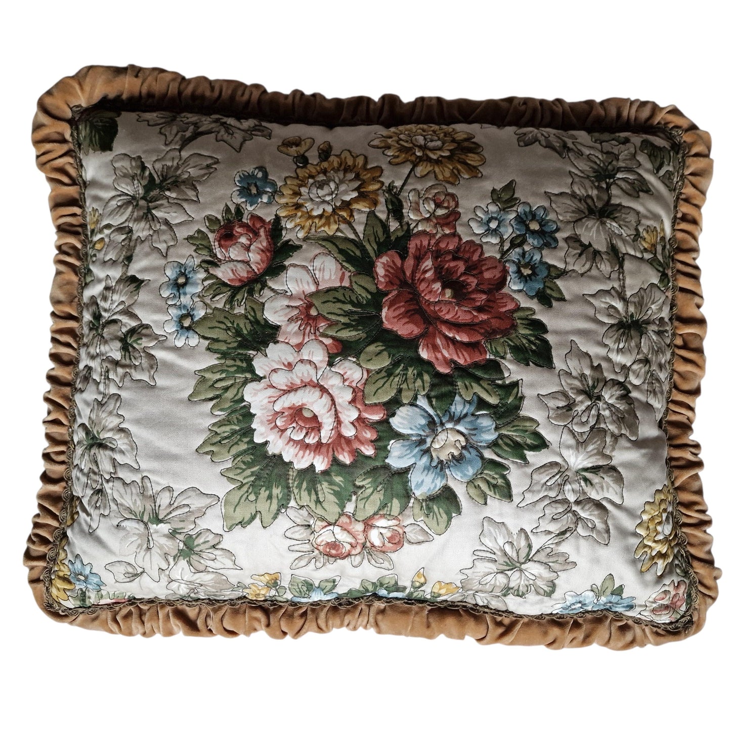 A set of 2 opulent victorian cushions, Sierkussens, filled feather, vintage cushion pillow gobelin