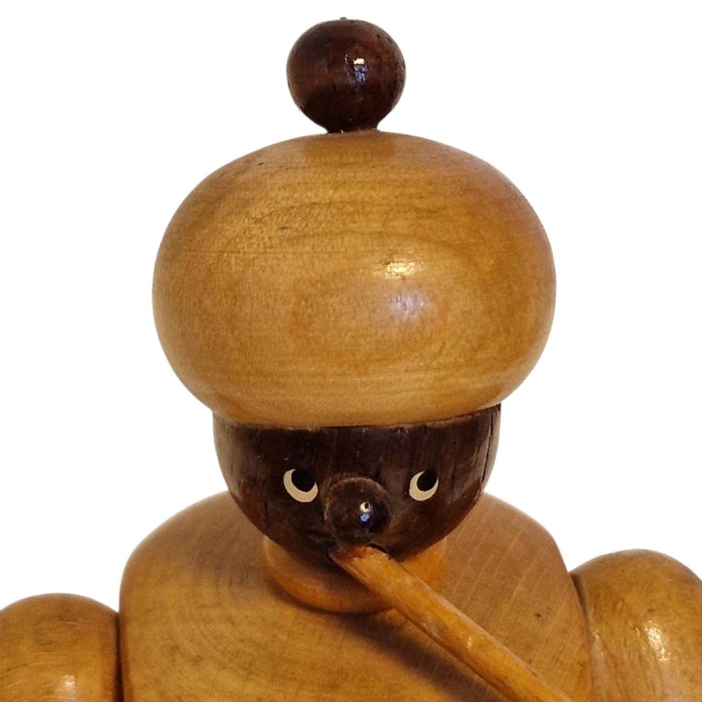 Antique Erzgebirge lidded jar, Wood, moor pipe smoking boy, Hand-made Decor (1920s) tobacco trinket deco old antique