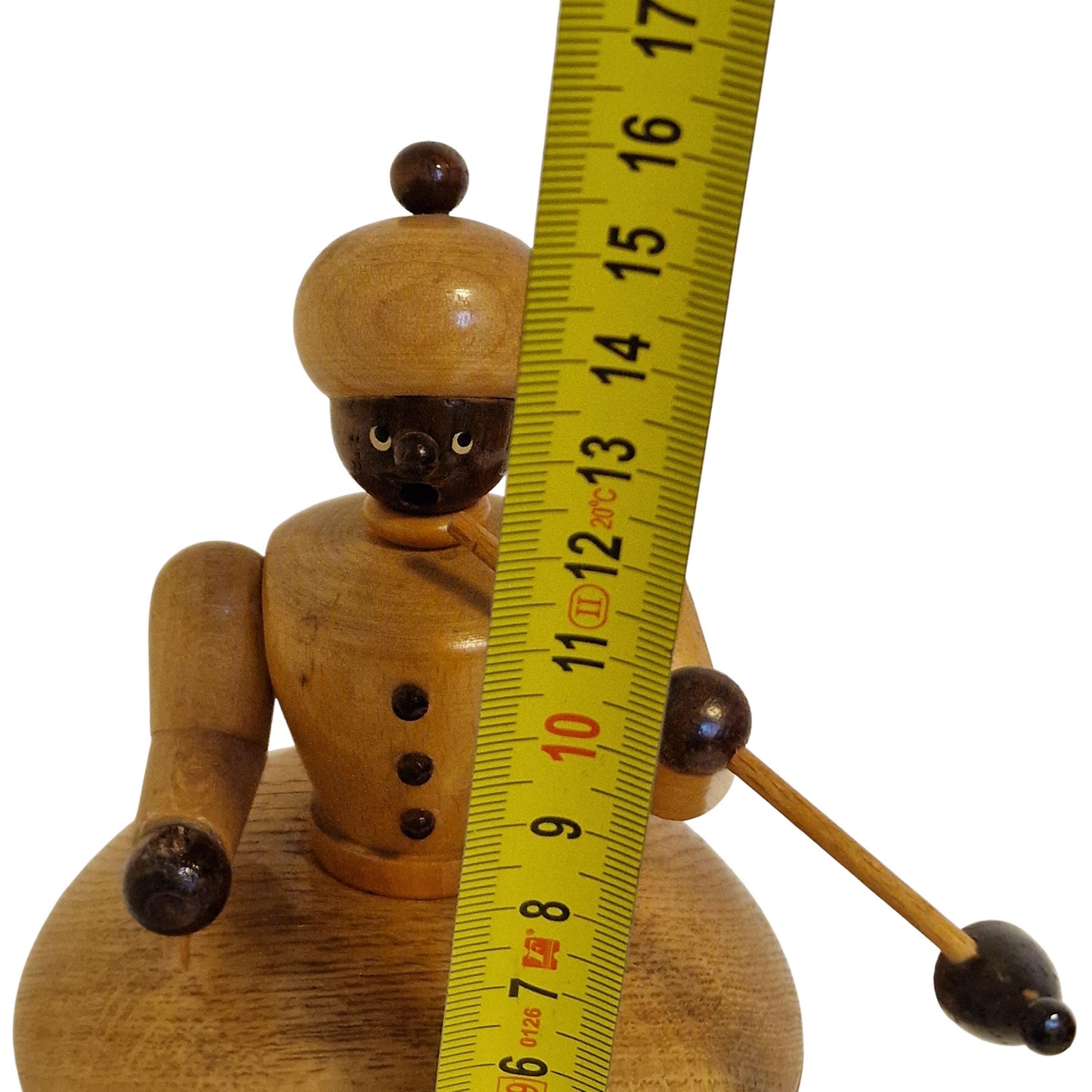 Antique Erzgebirge lidded jar, Wood, moor pipe smoking boy, Hand-made Decor (1920s) tobacco trinket deco old antique