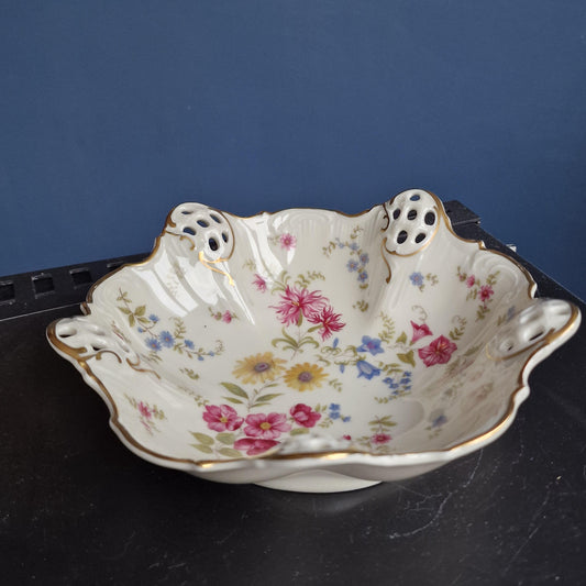 Rosenthal Moliere Florida Porcelain Fruit Bowl, Floral Gold Trim, 1950s Germany